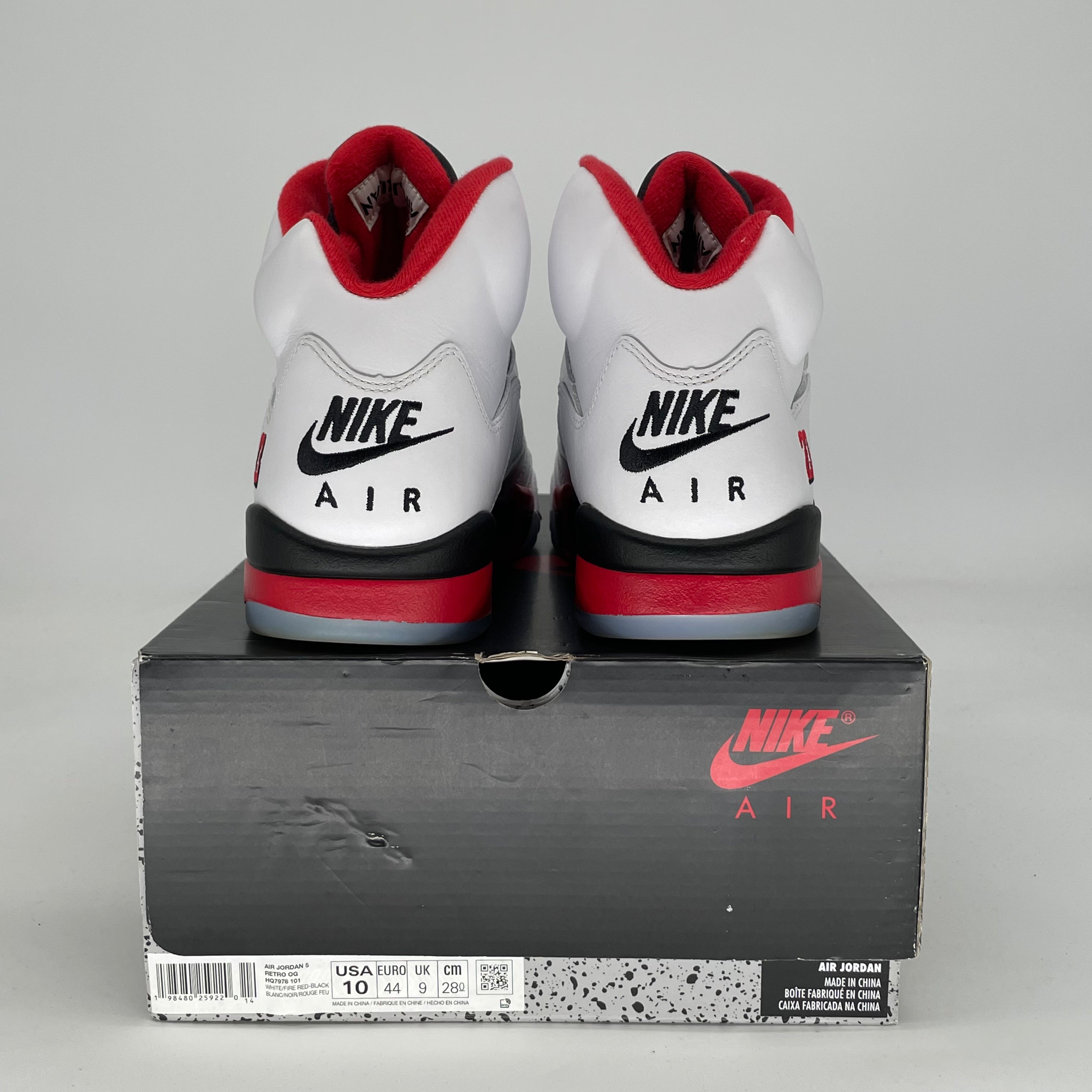 AIR JORDAN 5 FIRE RED BLACK TONGUE HQ7978-101 SIZE 10/11.5W