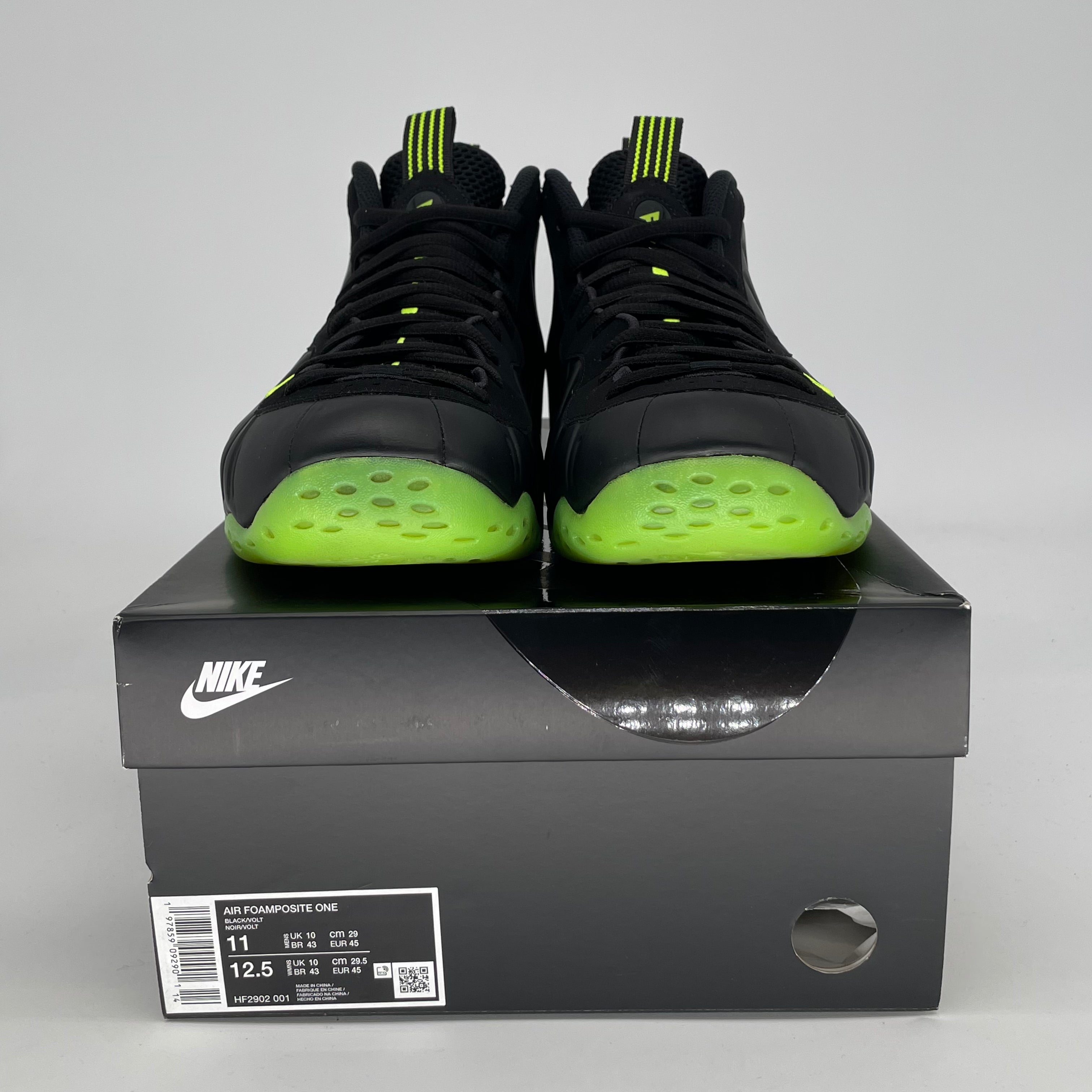 NIKE AIR FOAMPOSITE ONE BLACK VOLT HF2902-001 SIZE 11/12.5W