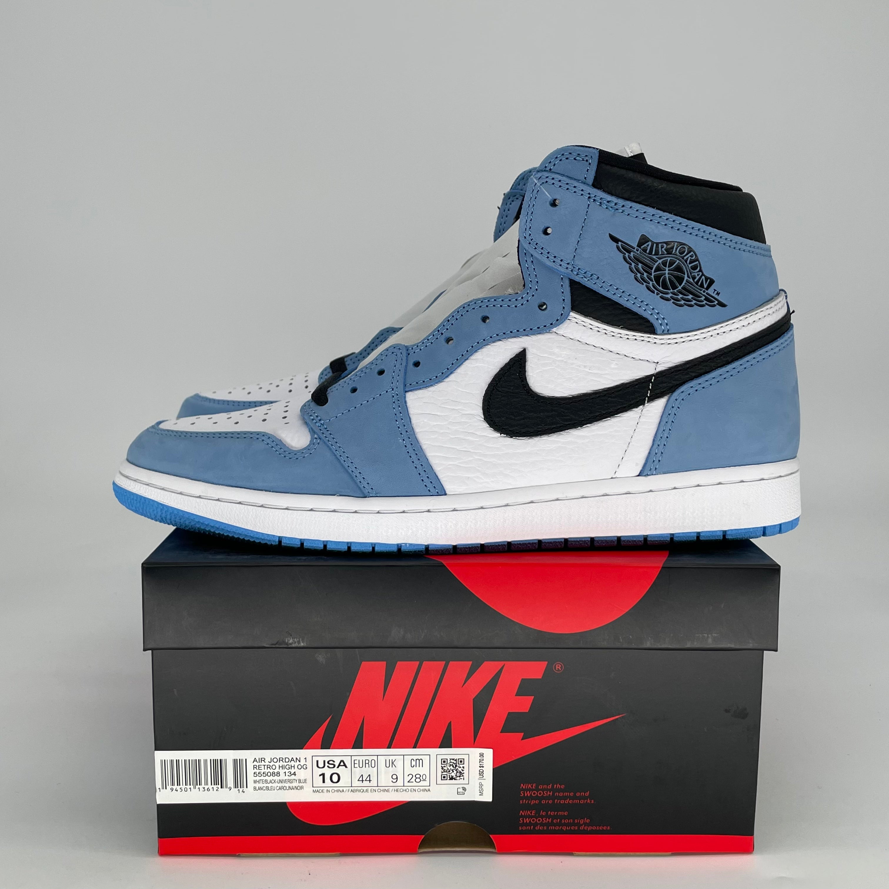 AIR JORDAN 1 UNIVERSITY BLUE 555088-134 SIZE 10/11.5W