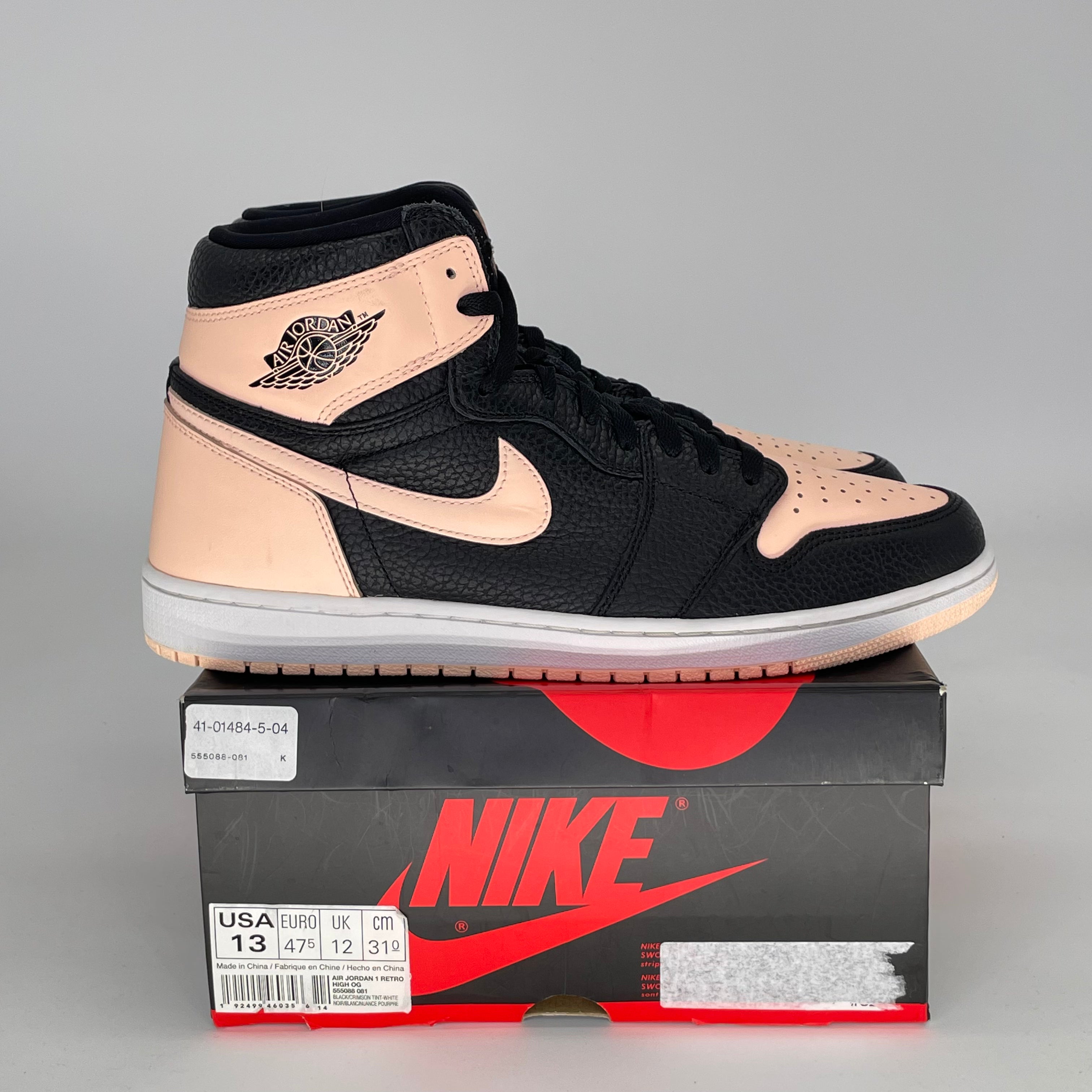 AIR JORDAN 1 BLACK CRIMSON TINT 555088-081 SIZE 13/14.5W