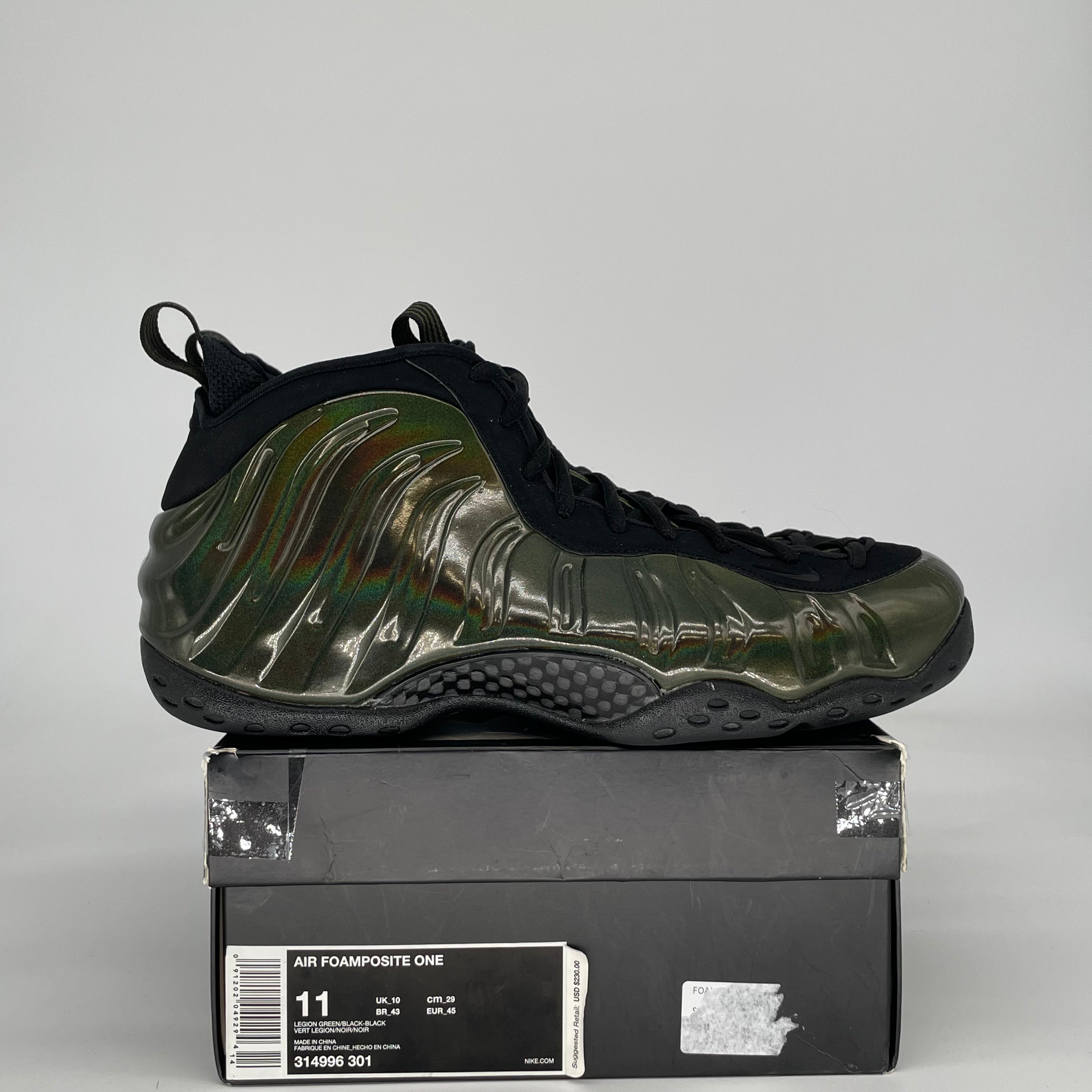 NIKE AIR FOAMPOSITE ONE LEGION GREEN 314996-301 SIZE 11/12.5W