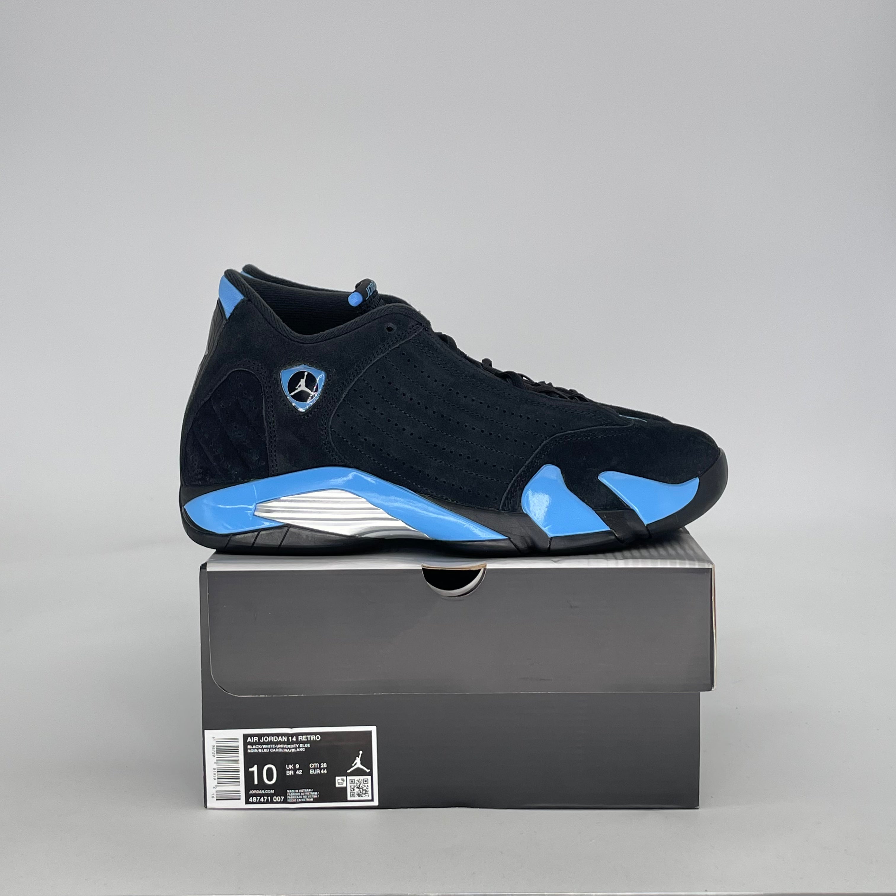 AIR JORDAN 14 BLACK UNIVERSITY BLUE 487471-007 SIZE 10/11.5W