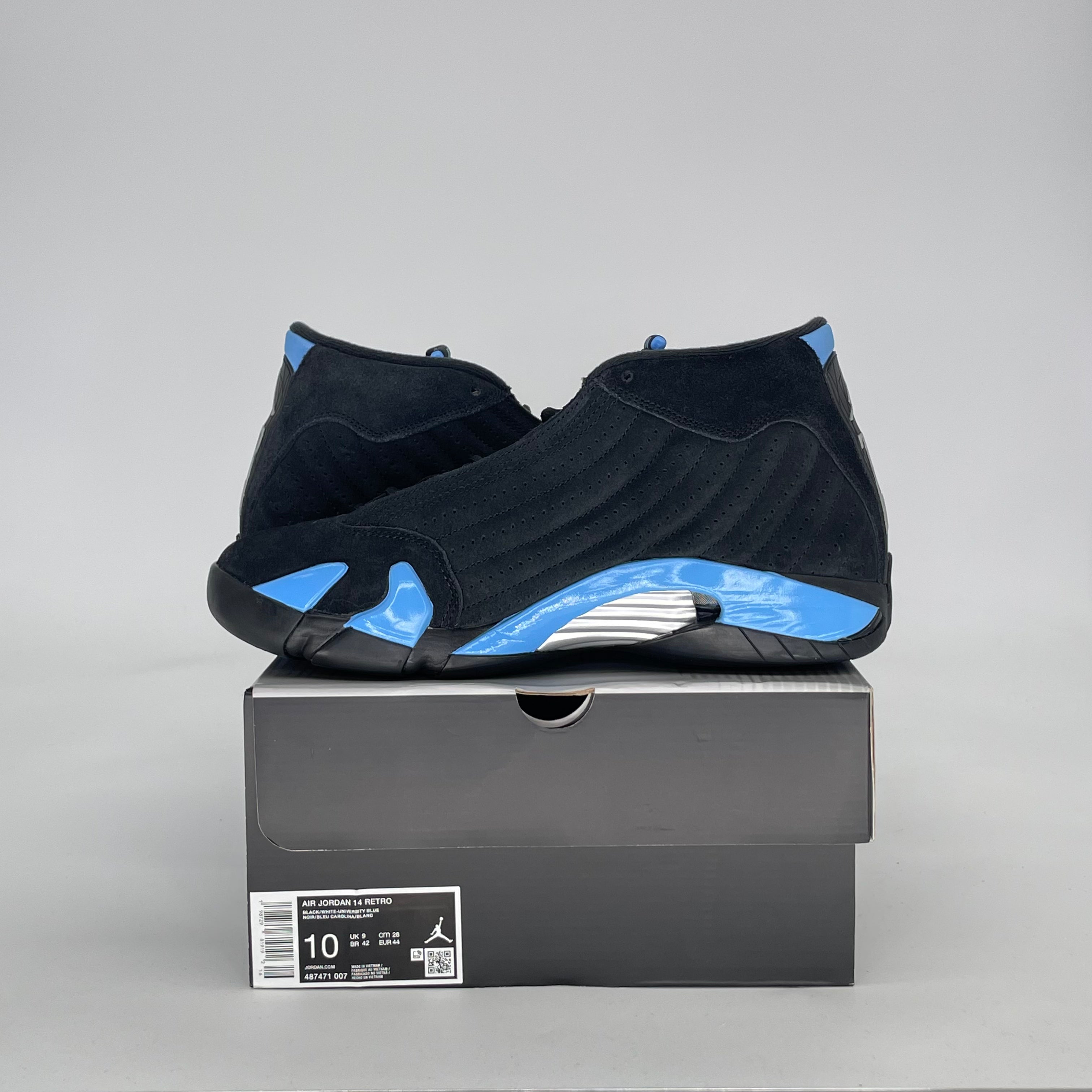 AIR JORDAN 14 BLACK UNIVERSITY BLUE 487471-007 SIZE 10/11.5W