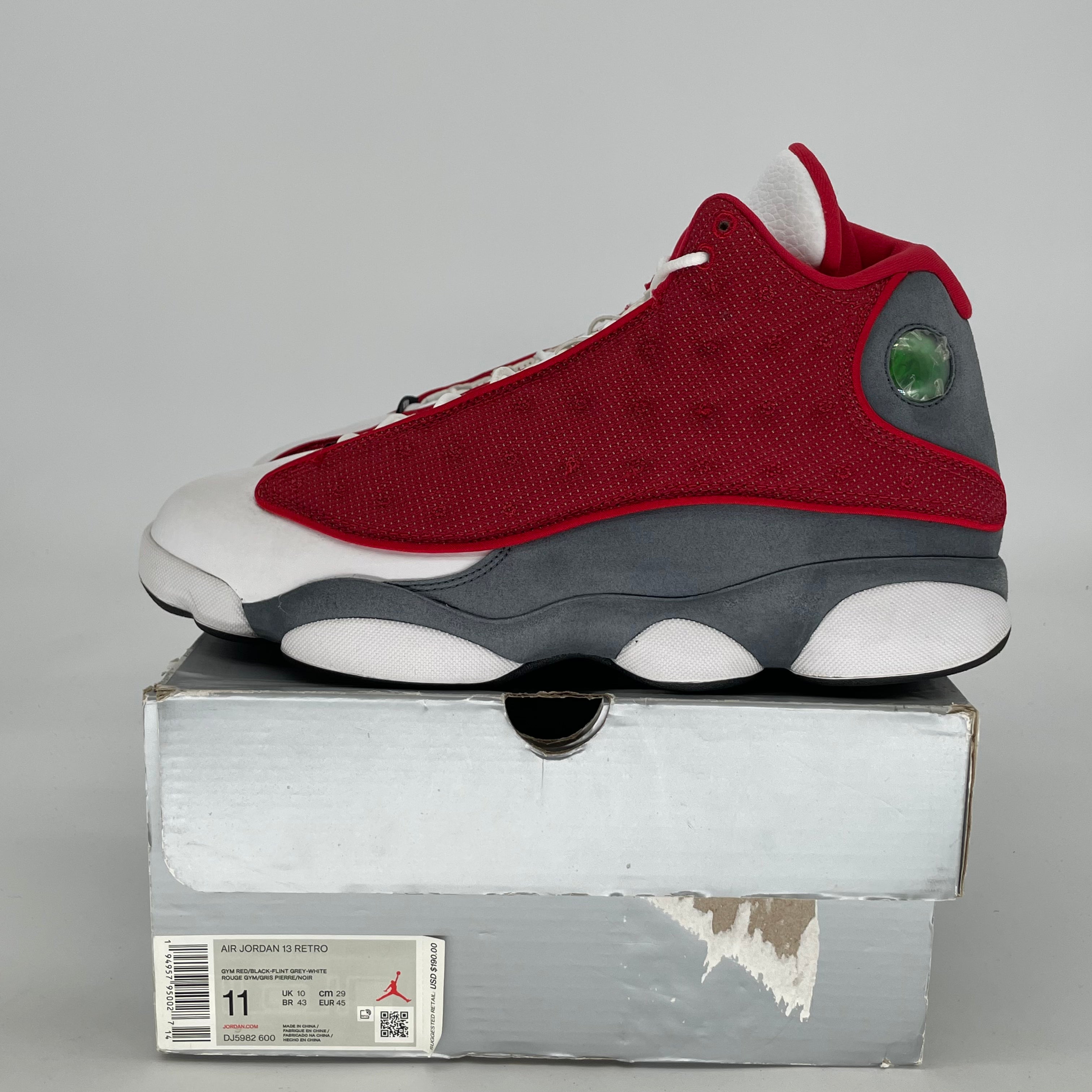 AIR JORDAN 13 GYM RED FLINT GREY DJ5982-600 SIZE 11/12.5W