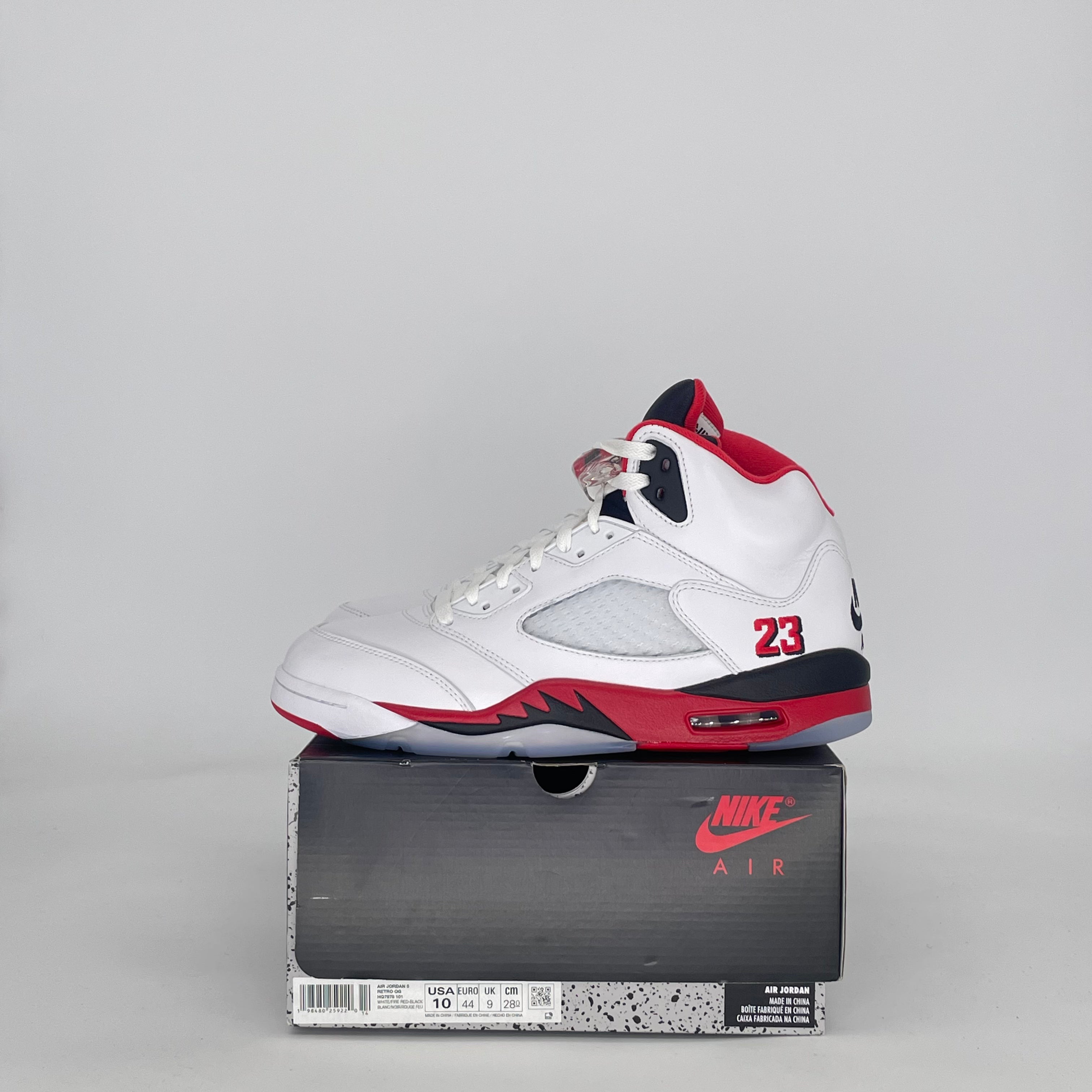 AIR JORDAN 5 FIRE RED BLACK TONGUE HQ7978-101 SIZE 10/11.5W