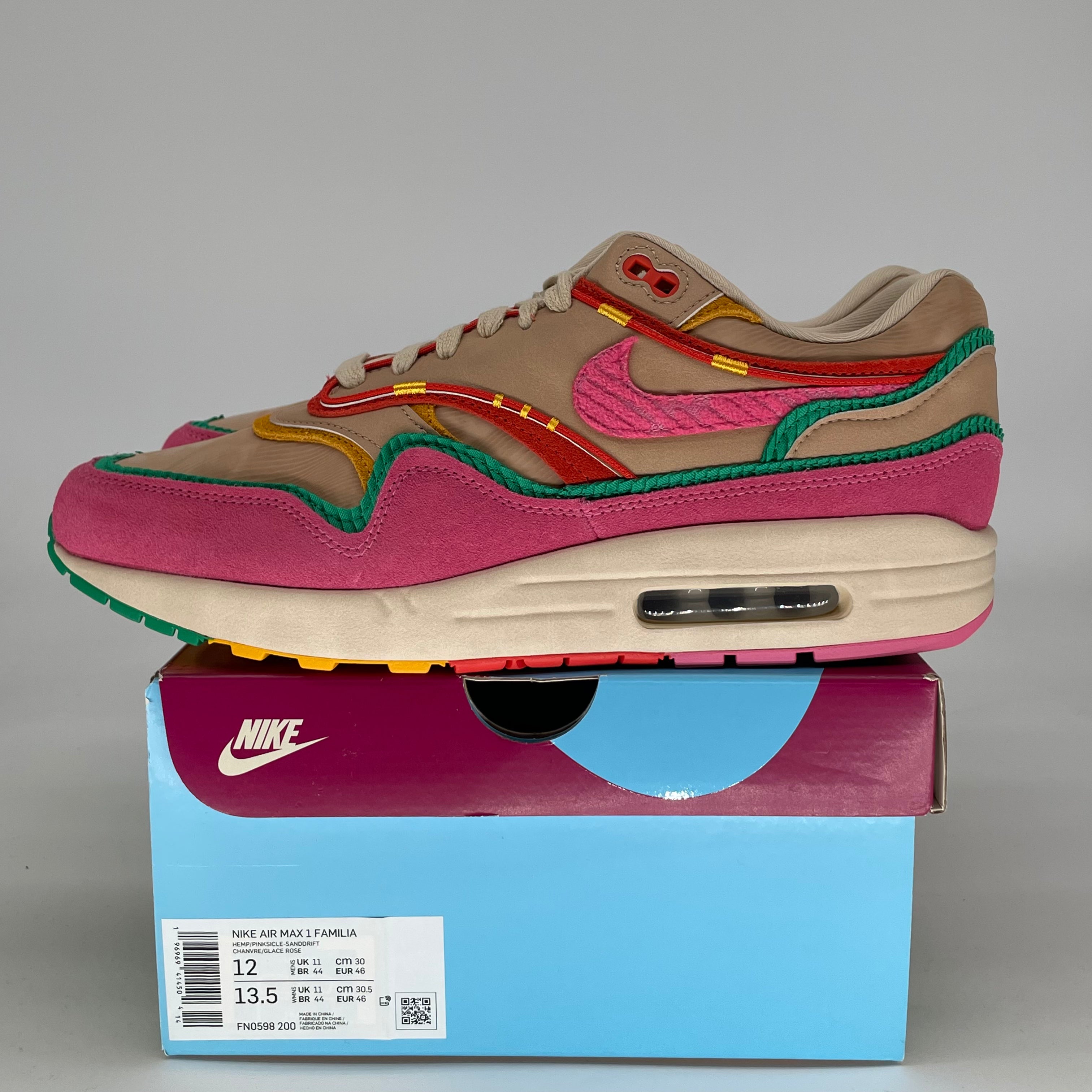NIKE AIR MAX 1 FAMILIA FN0598-200 SIZE 12/13.5W