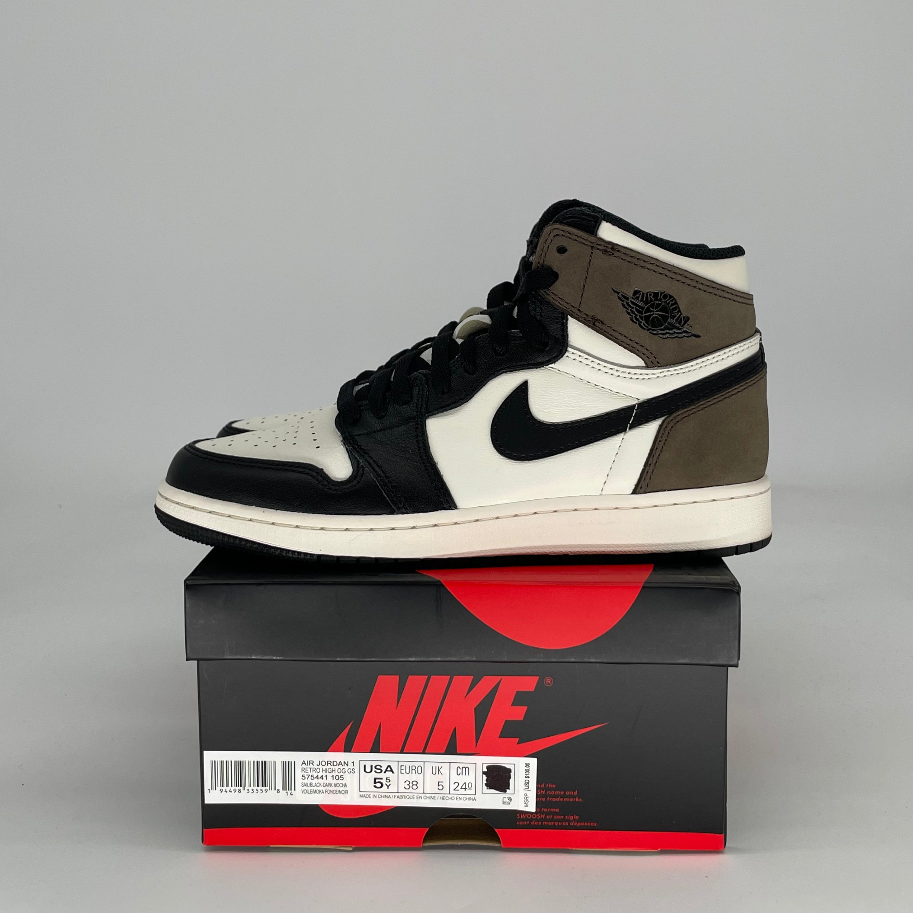 AIR JORDAN 1 DARK MOCHA 575441-105 SIZE 5.5/7W