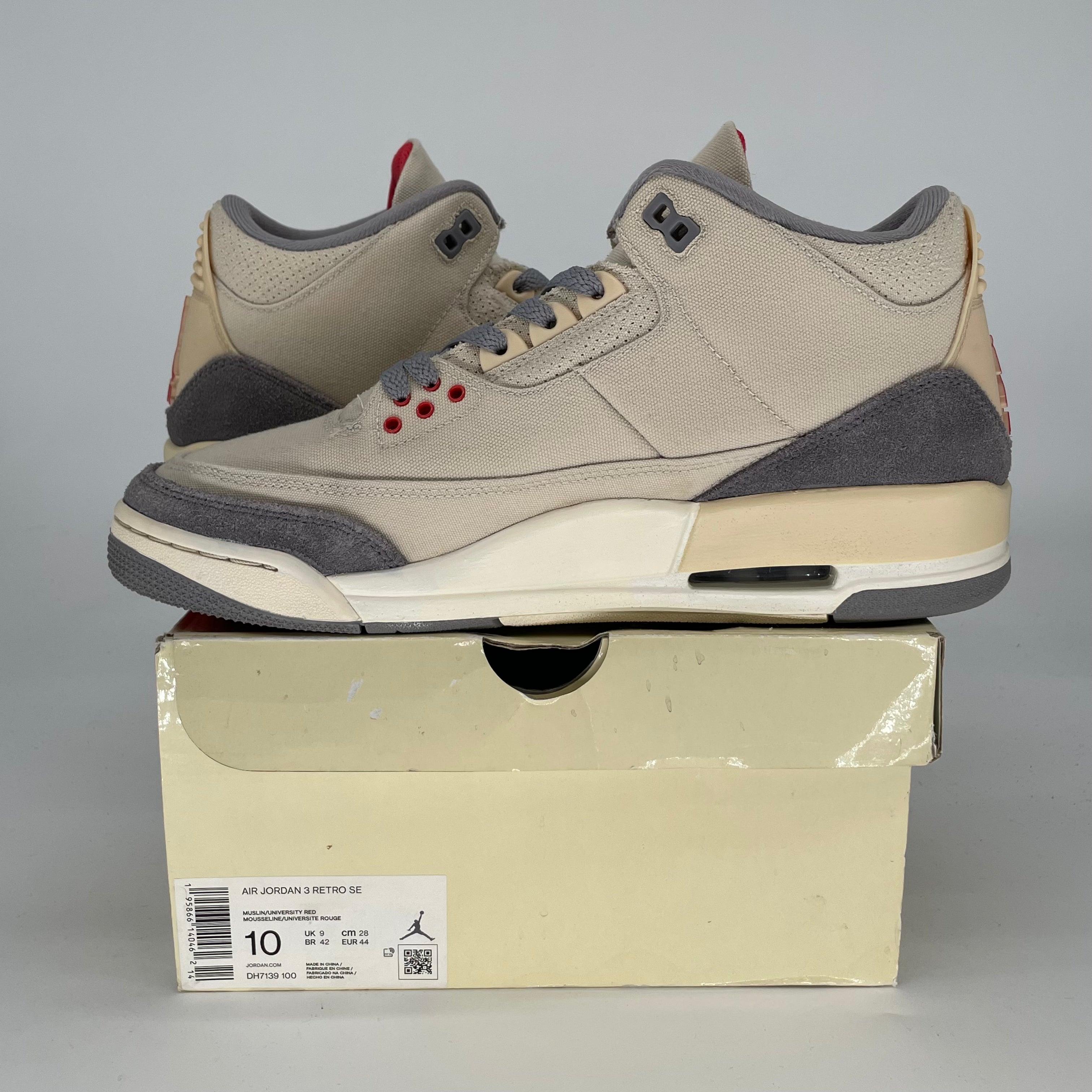 AIR JORDAN 3 MUSLIN DH7139-100 SIZE 10/11.5W