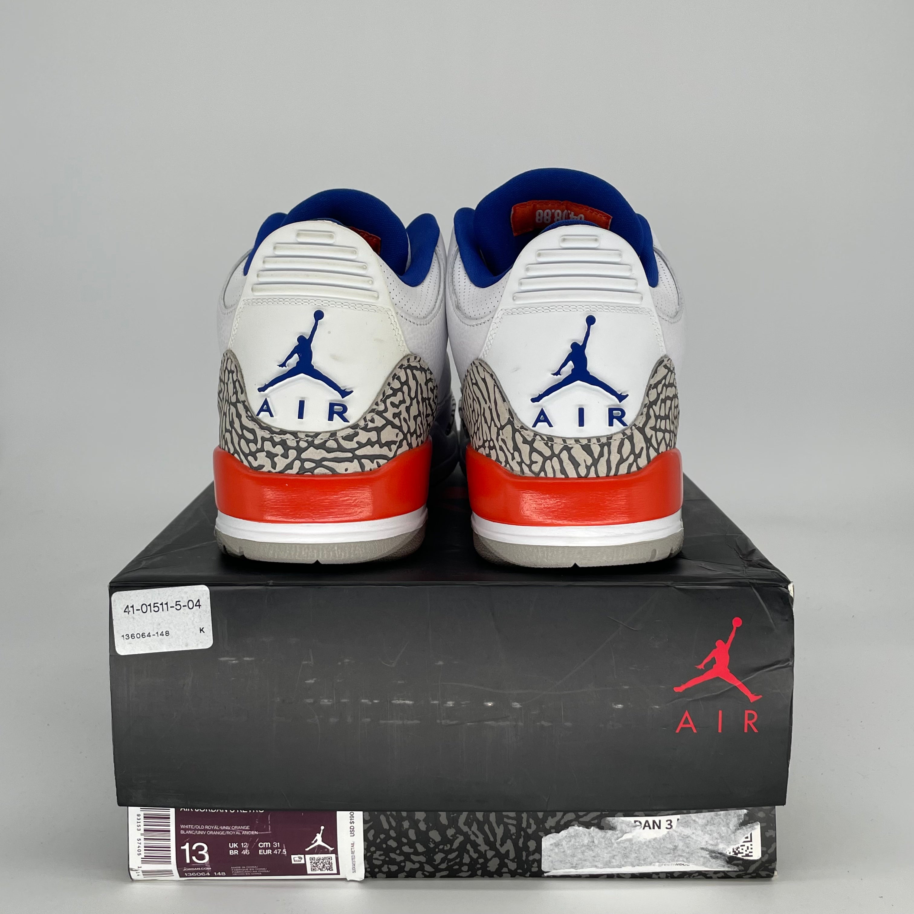 AIR JORDAN 3 KNICKS 136064-148 SIZE 13/14.5W