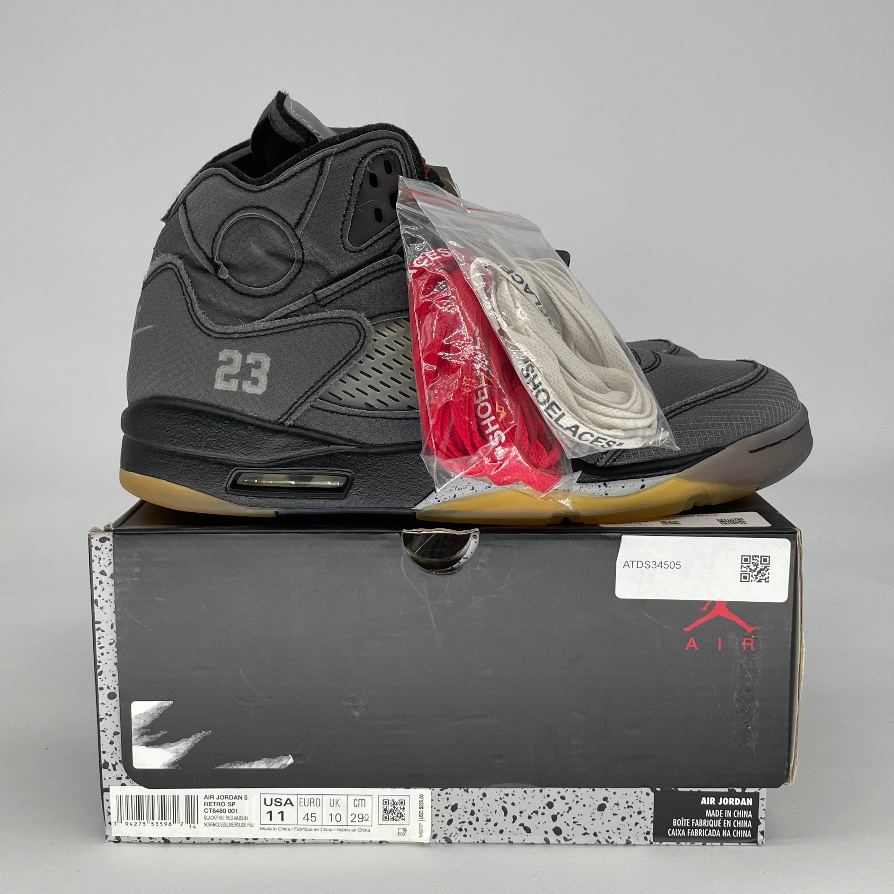 OFF WHITE X AIR JORDAN 5 MUSLIN CT8480-001 SIZE 11/12.5W