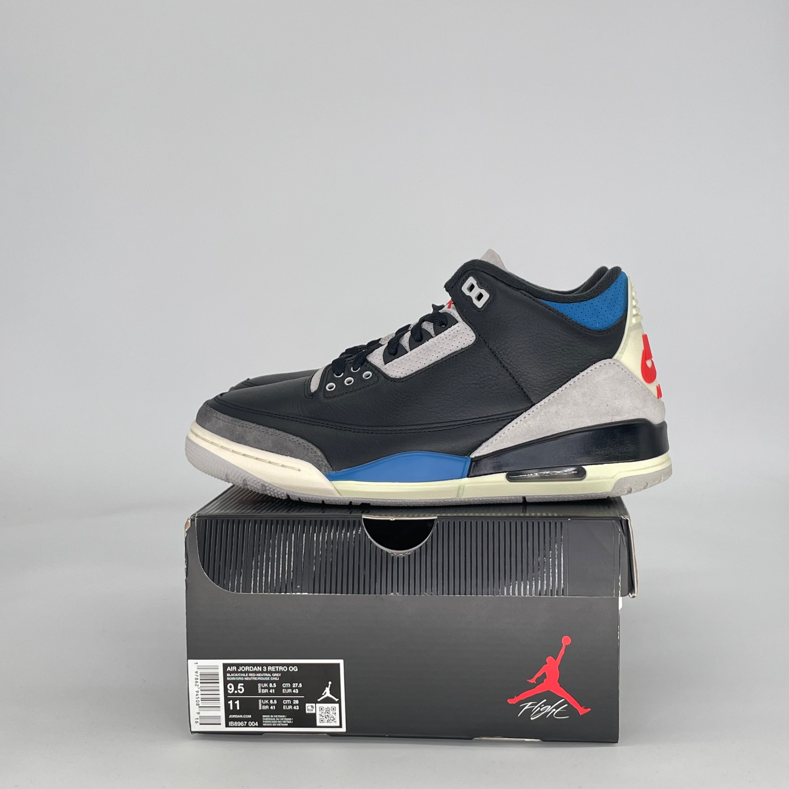 AIR JORDAN 3 RARE AIR IB8967-004 SIZE 9.5/11W