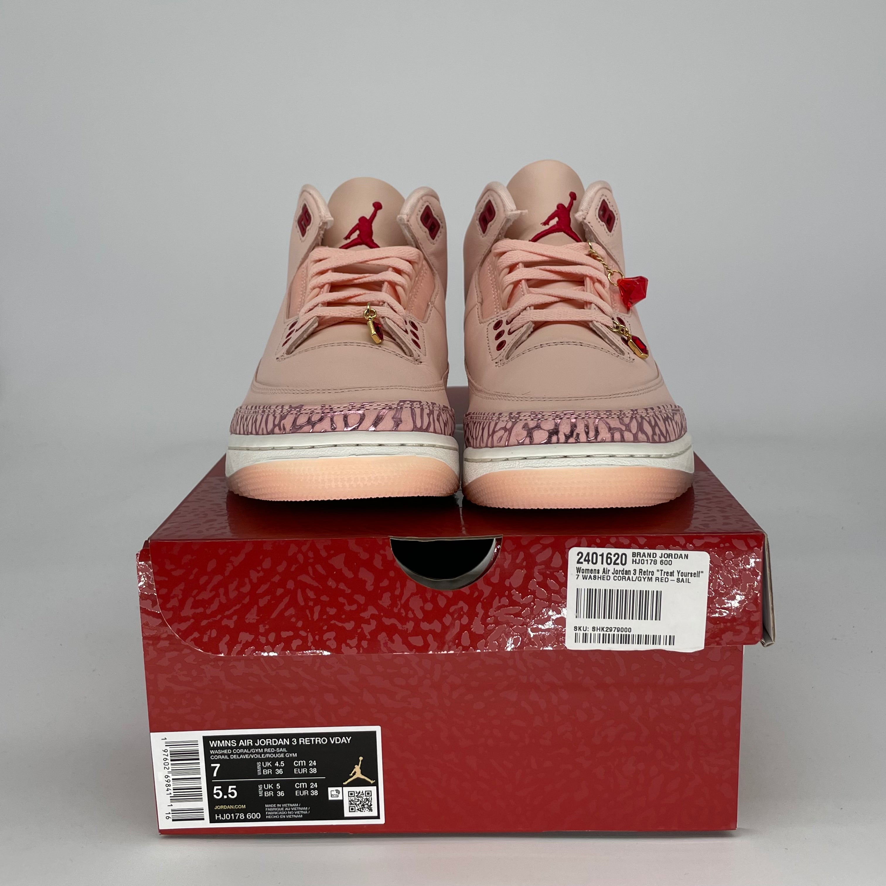 AIR JORDAN 3 VALENTINE'S DAY TREAT YOURSELF W HJ0178-600 SIZE 5.5/7W