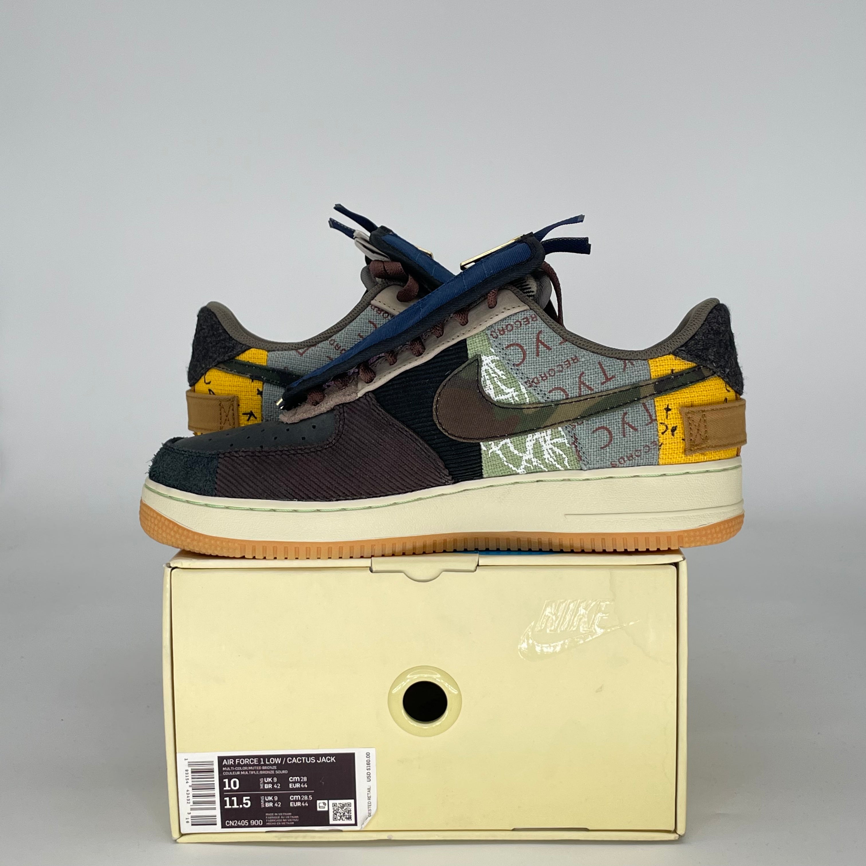TRAVIS SCOTT X NIKE AIR FORCE 1 LOW CACTUS JACK CN2405-900 SIZE 10/11.5W