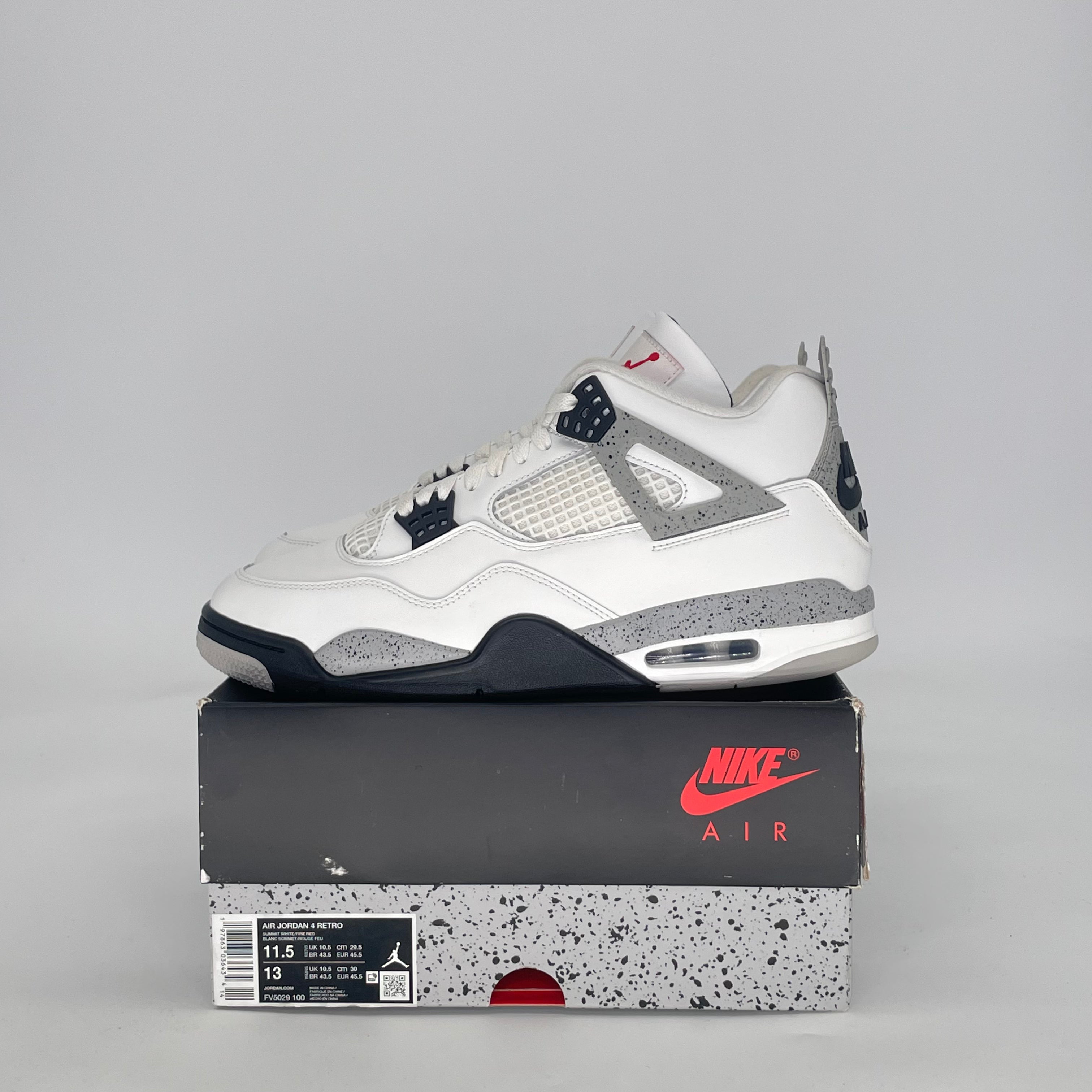 AIR JORDAN 4 WHITE CEMENT FV5029-100 SIZE 11.5/13W