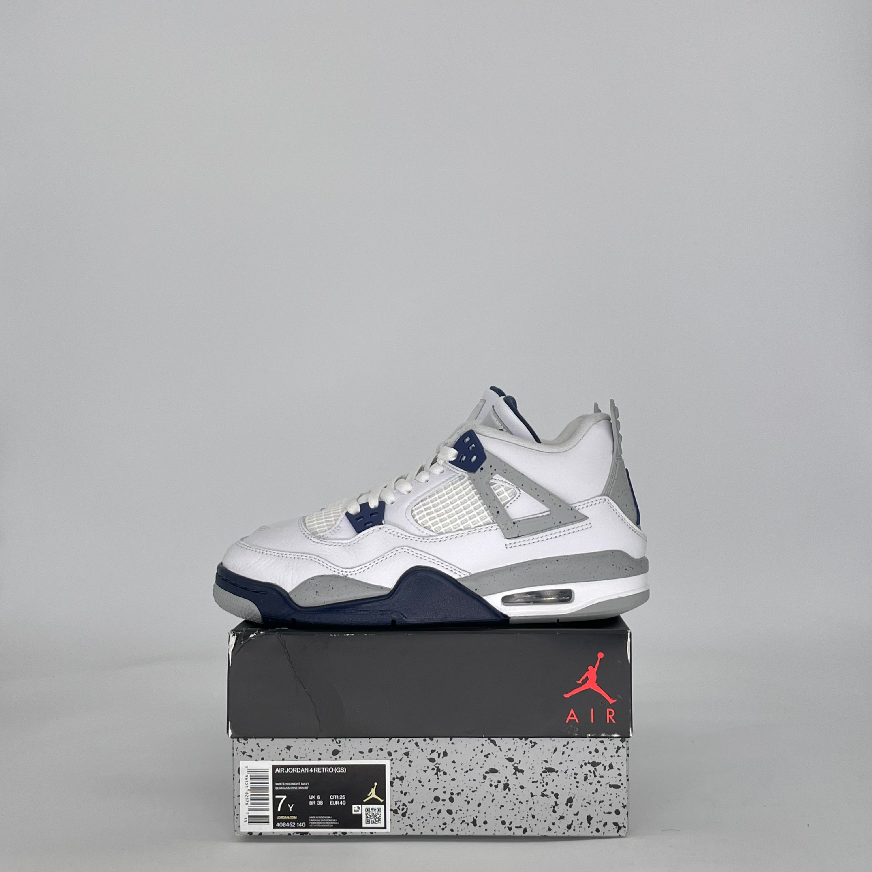 AIR JORDAN 4 MIDNIGHT NAVY 408452-140 SIZE 7/8.5W GS