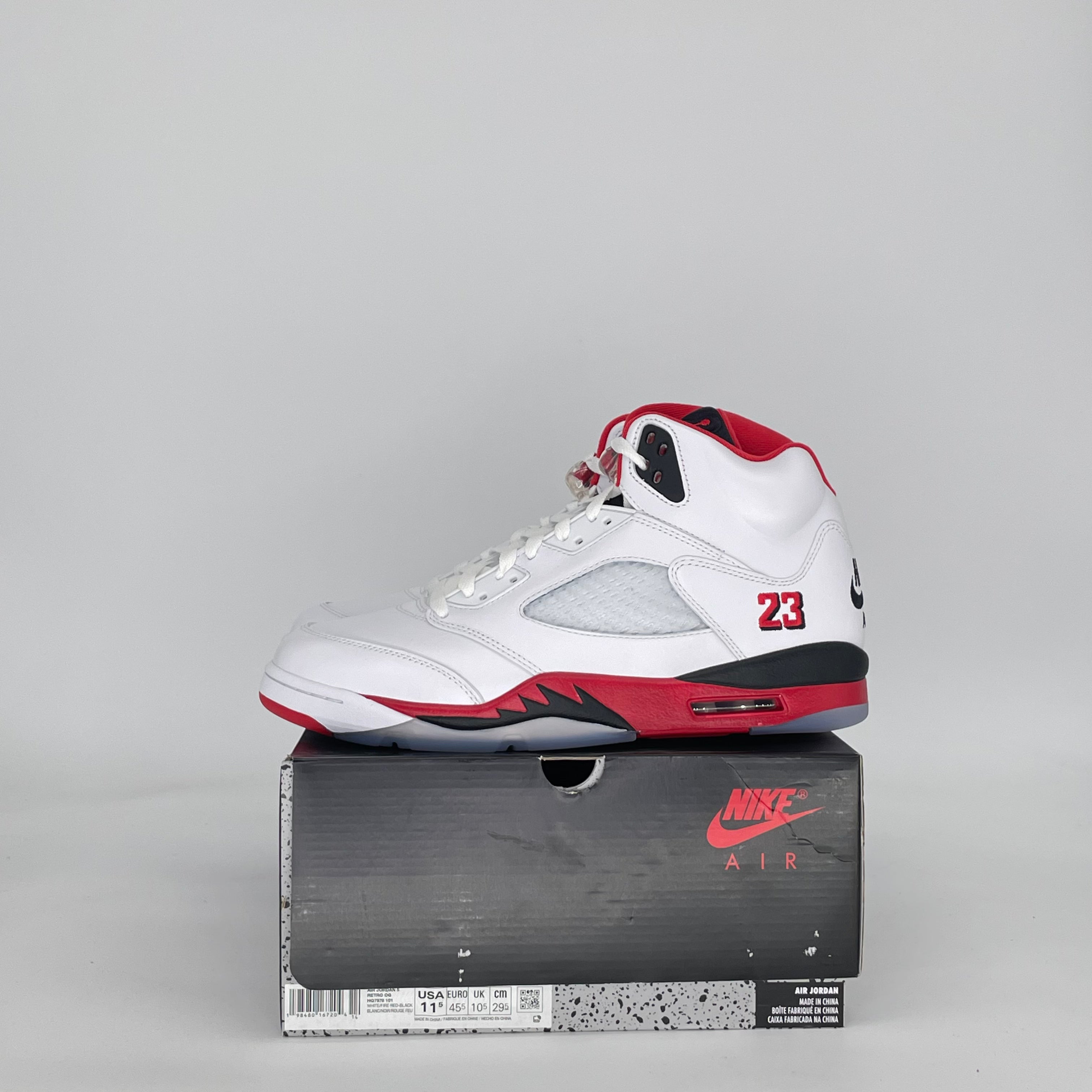 AIR JORDAN 5 FIRE RED BLACK TONGUE HQ7978-101 SIZE 11.5/13W