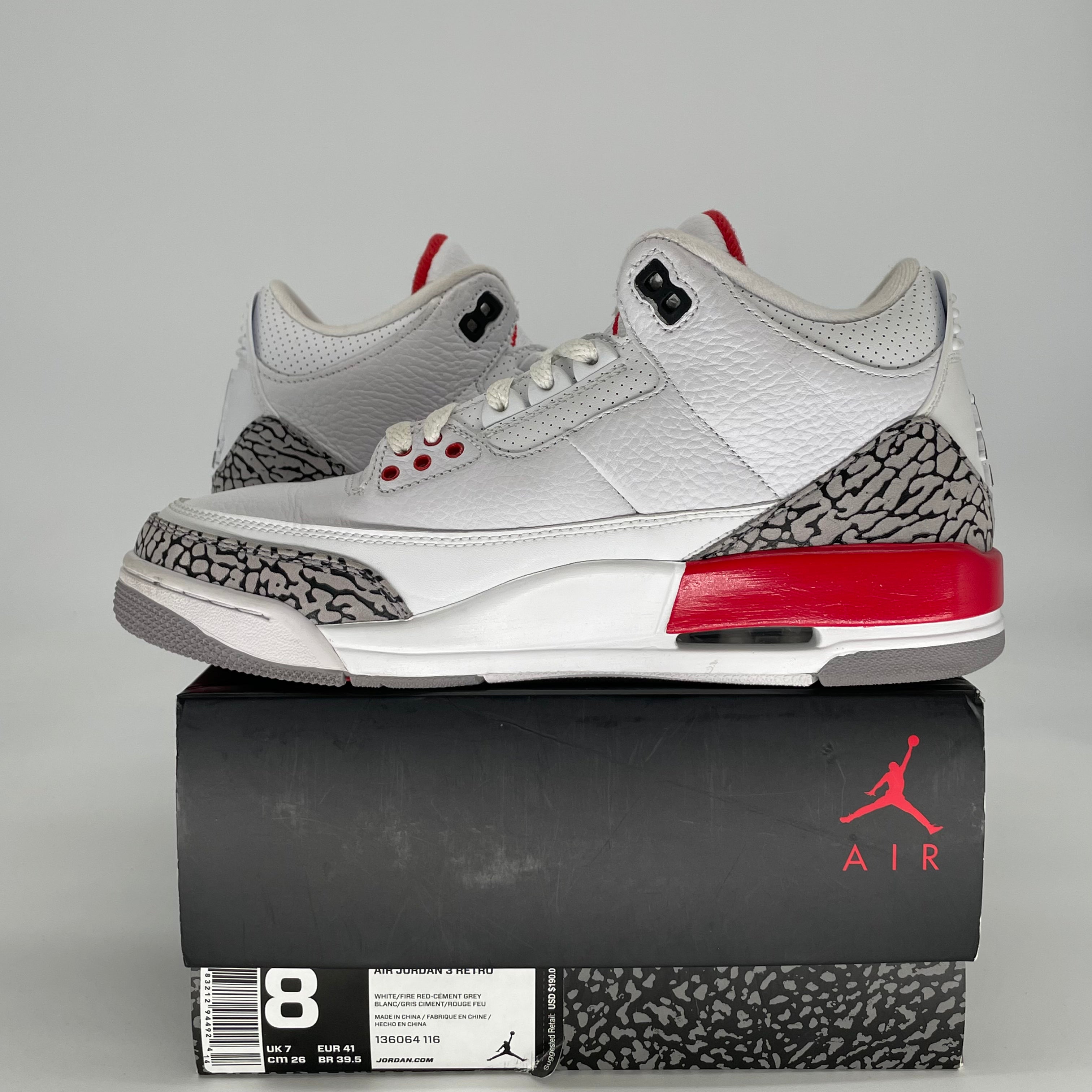 AIR JORDAN 3 HALL OF FAME 136064-116 SIZE 8/9.5W
