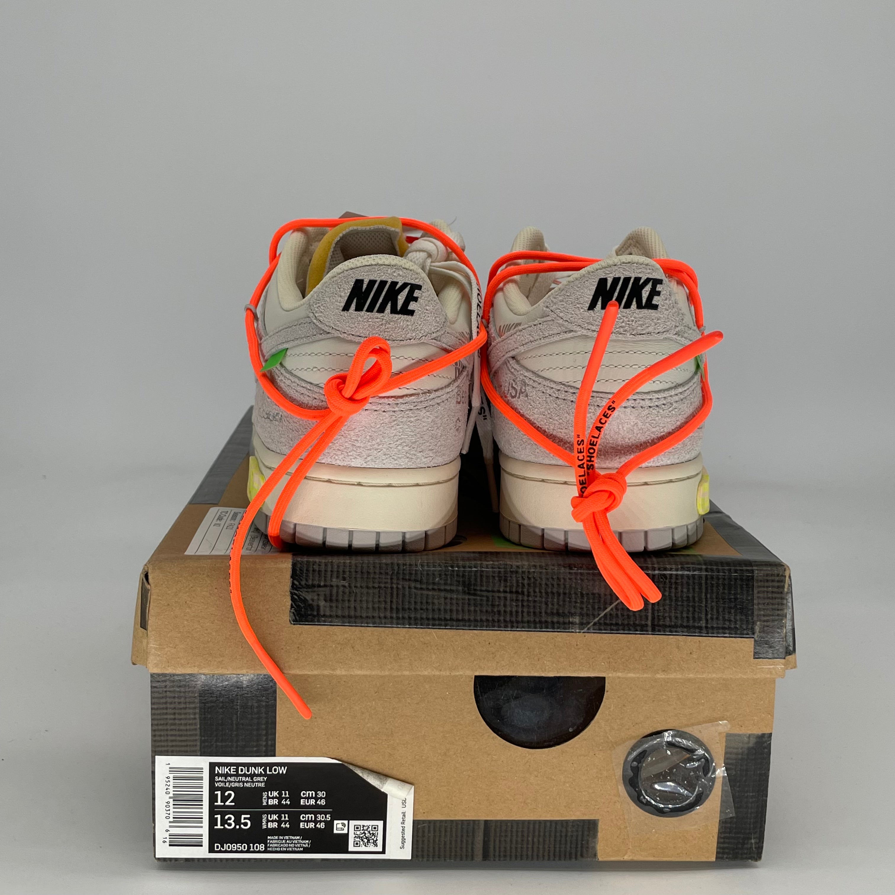 OFF WHITE X NIKE DUNK LOW LOT 11 DJ0950-108 SIZE 12/13.5W