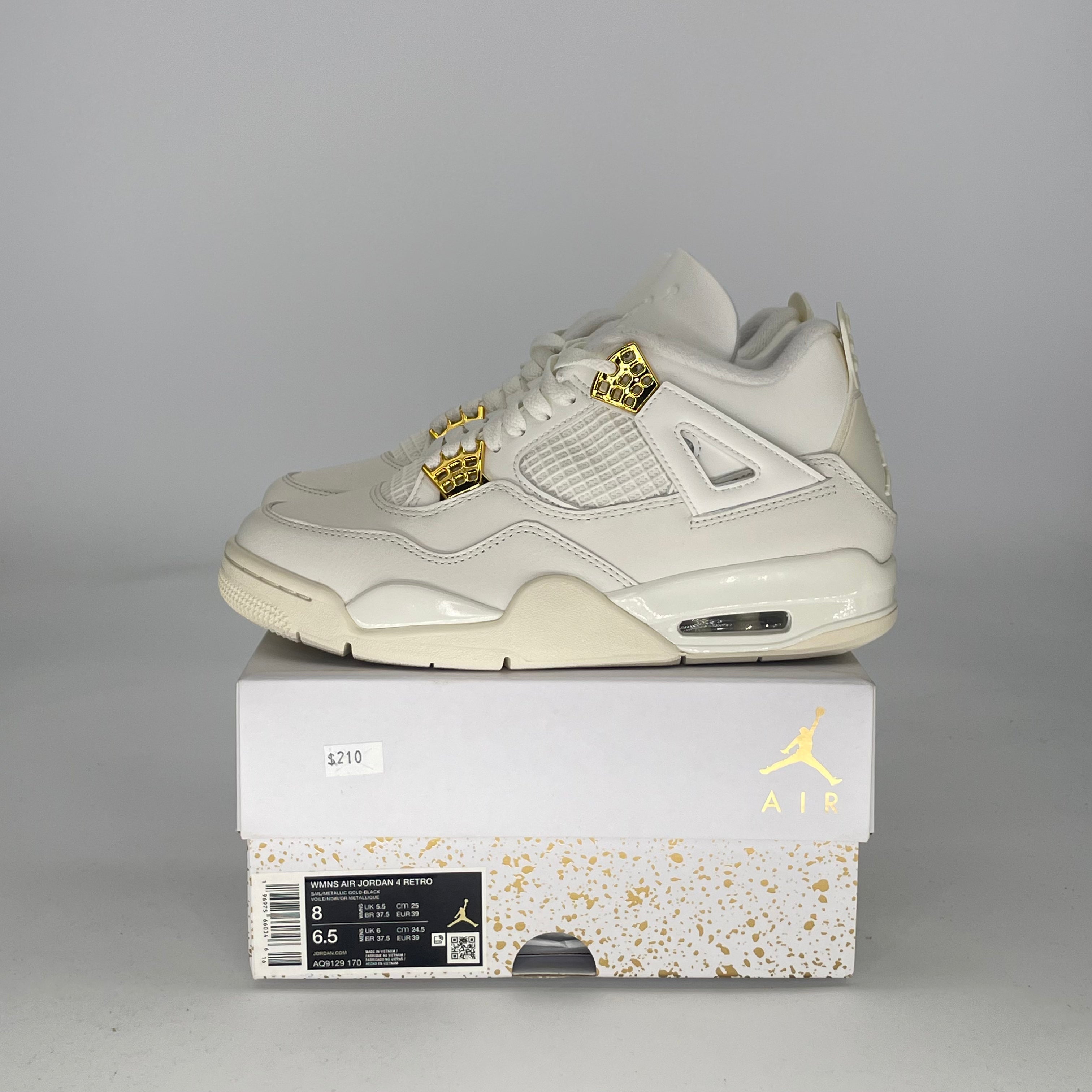 AIR JORDAN 4 METALLIC GOLD AQ9129-170 SIZE 6.5/8W GS