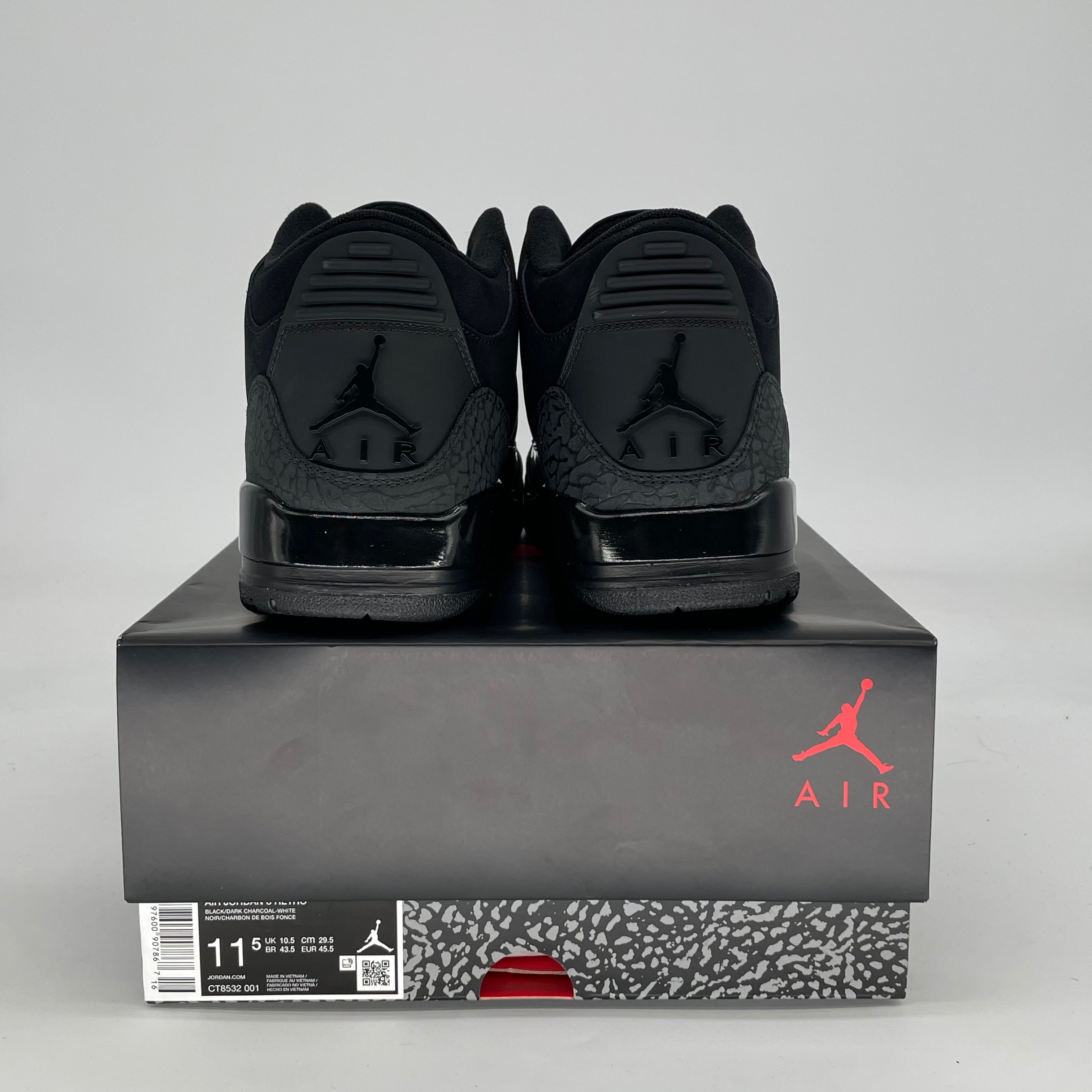 AIR JORDAN 3 BLACK CAT CT8532-001 SIZE 11.5/13W
