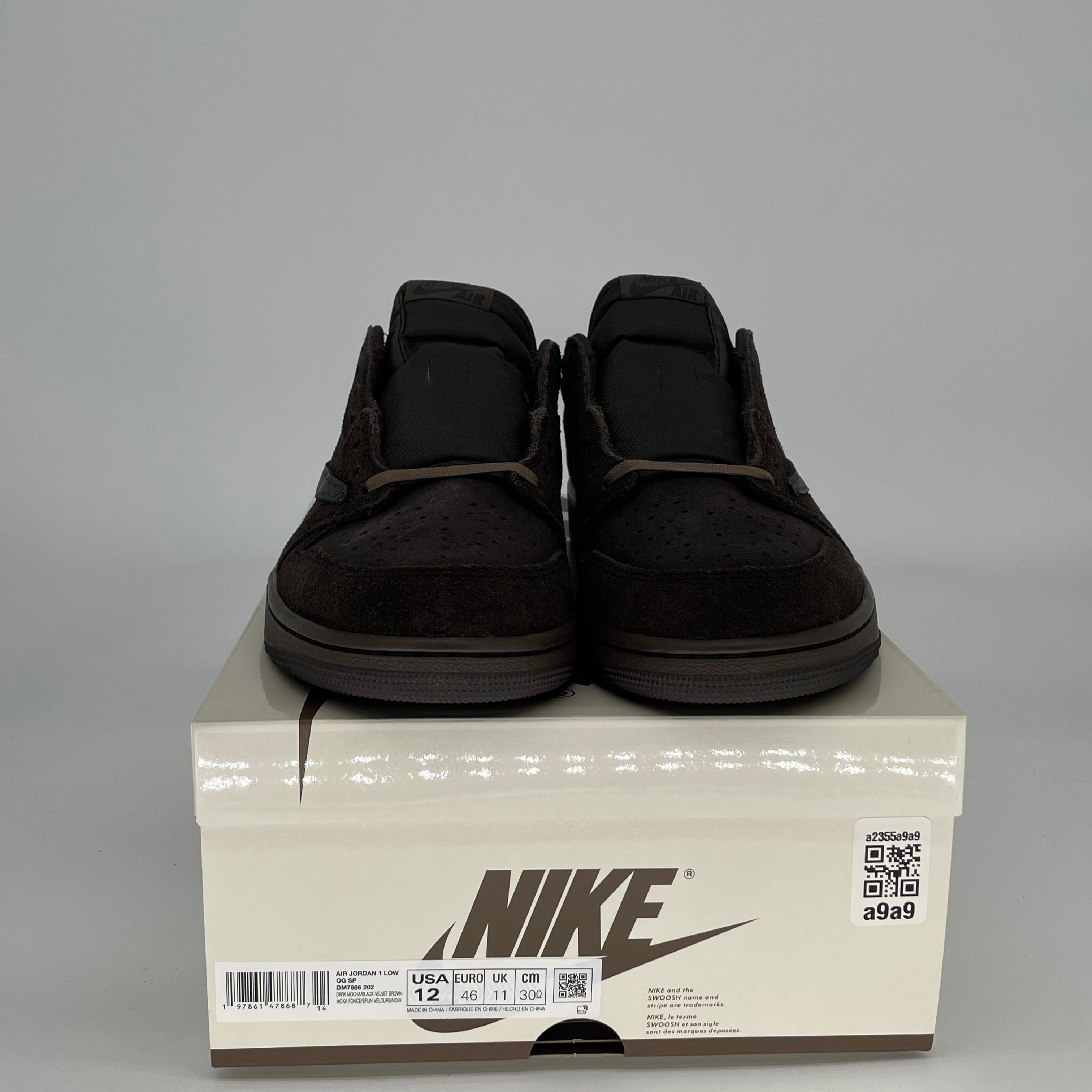 TRAVIS SCOTT X AIR JORDAN 1 LOW VELVET BROWN DM7866-202 SIZE 12/13.5W