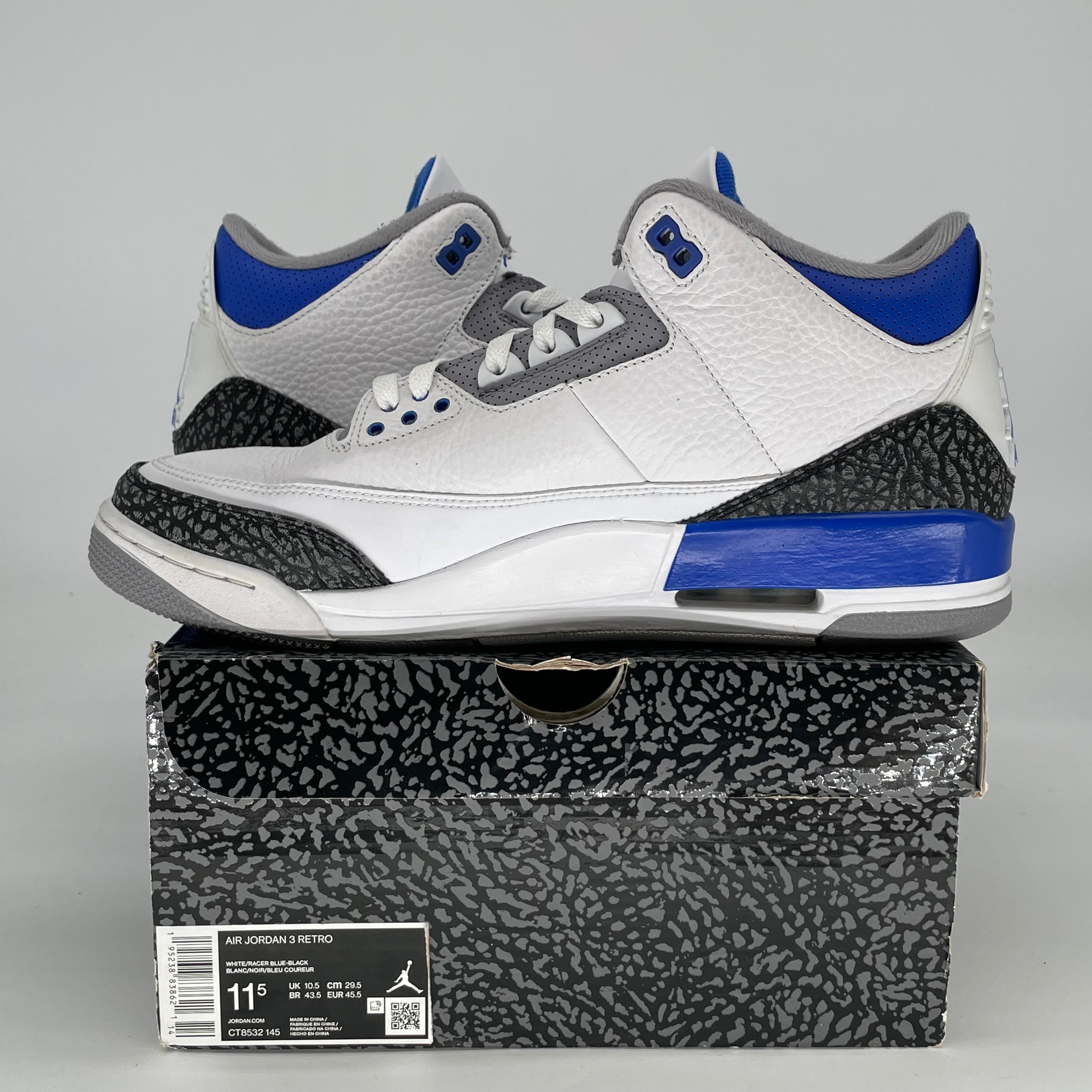 AIR JORDAN 3 RACER BLUE CT8532-145 SIZE 11.5/13W