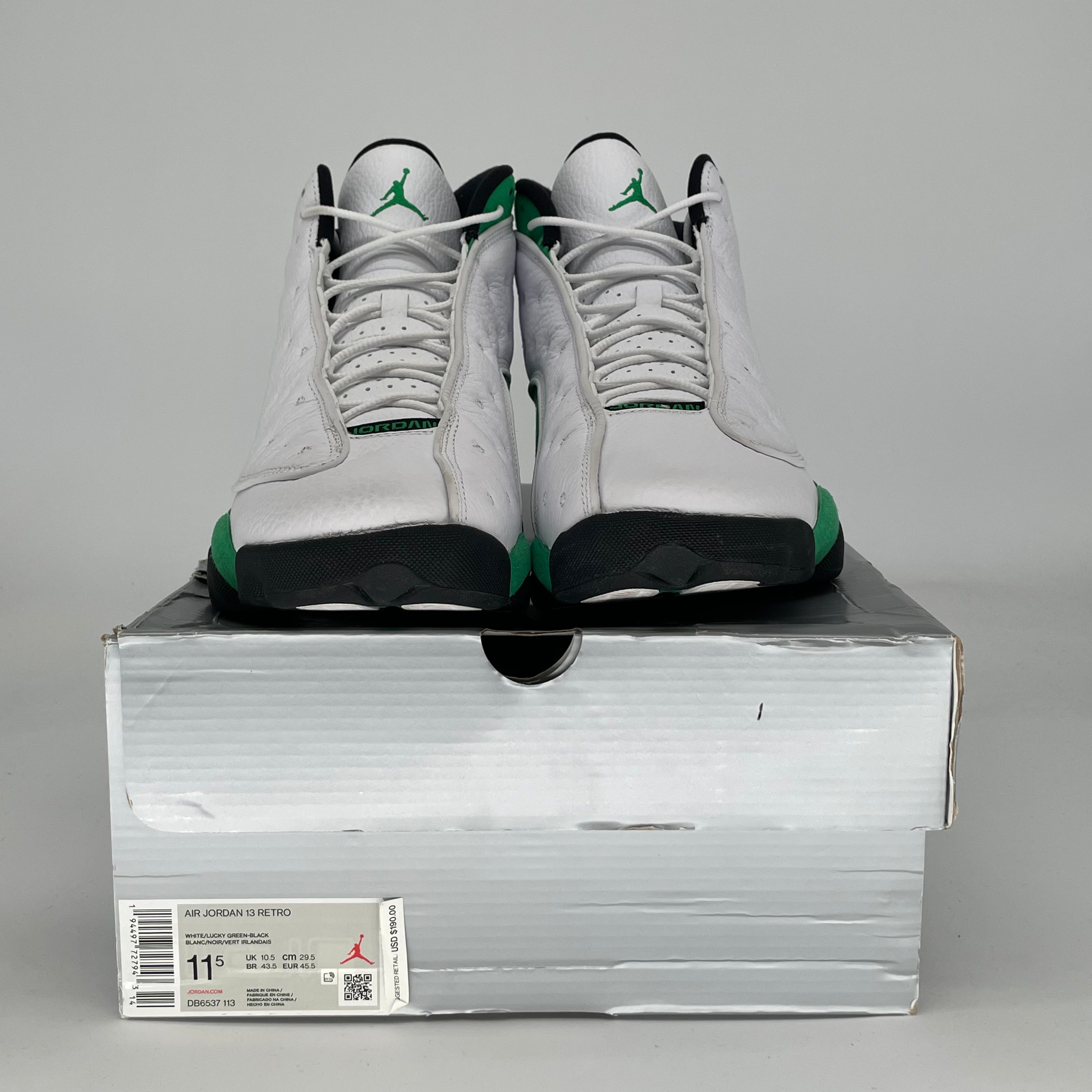 AIR JORDAN 13 WHITE LUCKY GREEN DB6537-113 SIZE 11.5/13W