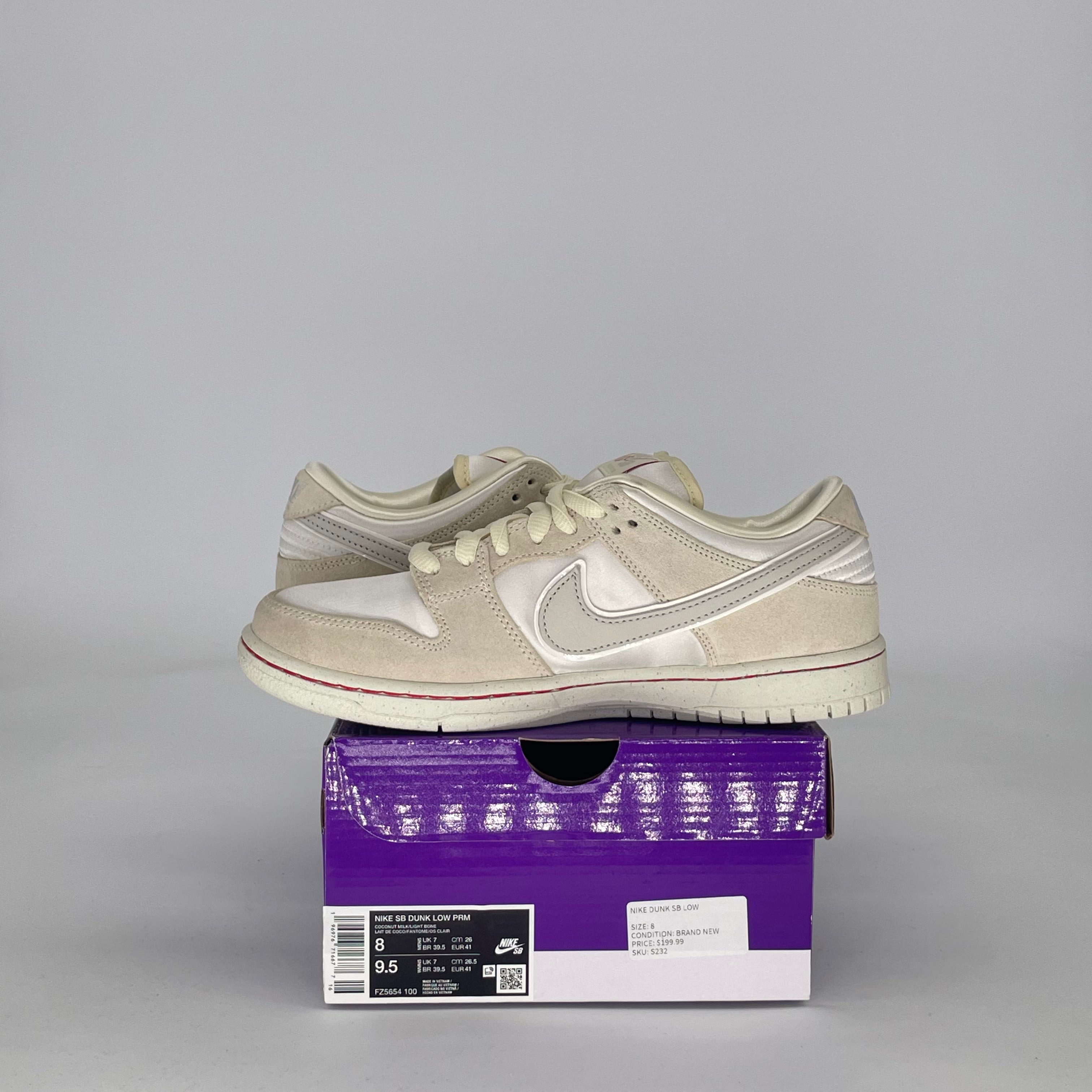 NIKE SB DUNK LOW CITY OF LOVE LIGHT BONE FZ5654-100 SIZE 8/9.5W