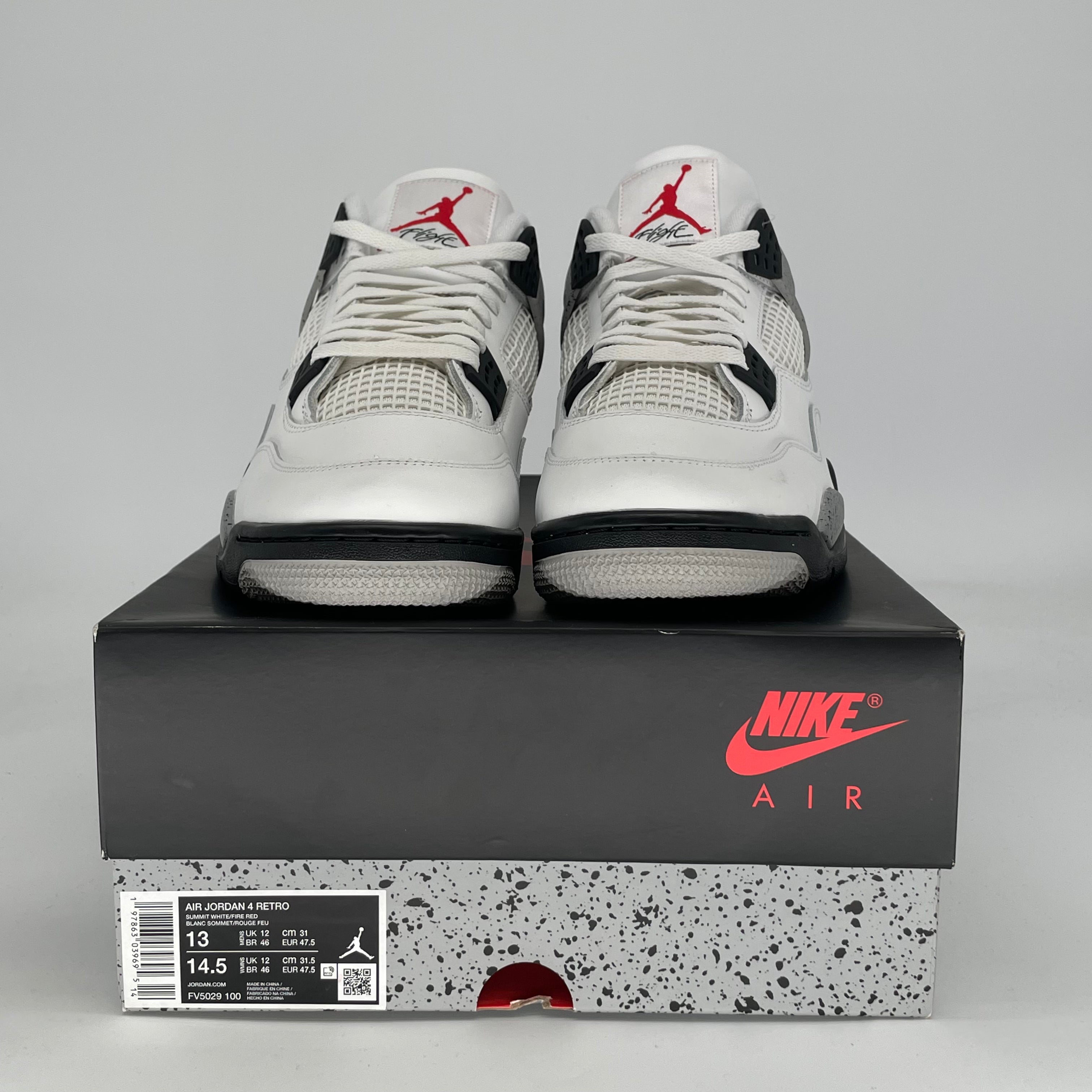 AIR JORDAN 4 WHITE CEMENT FV5029-100 SIZE 13/14.5W