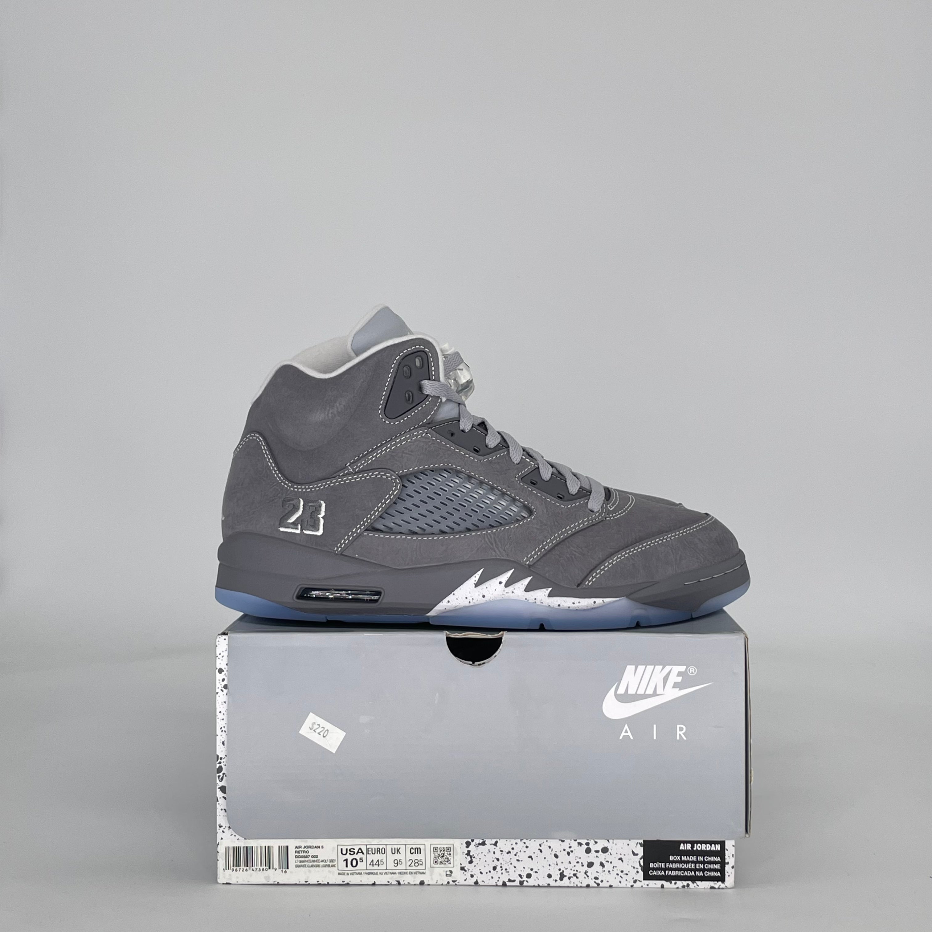AIR JORDAN 5 WOLF GREY DD0587-002 SIZE 10.5/12W