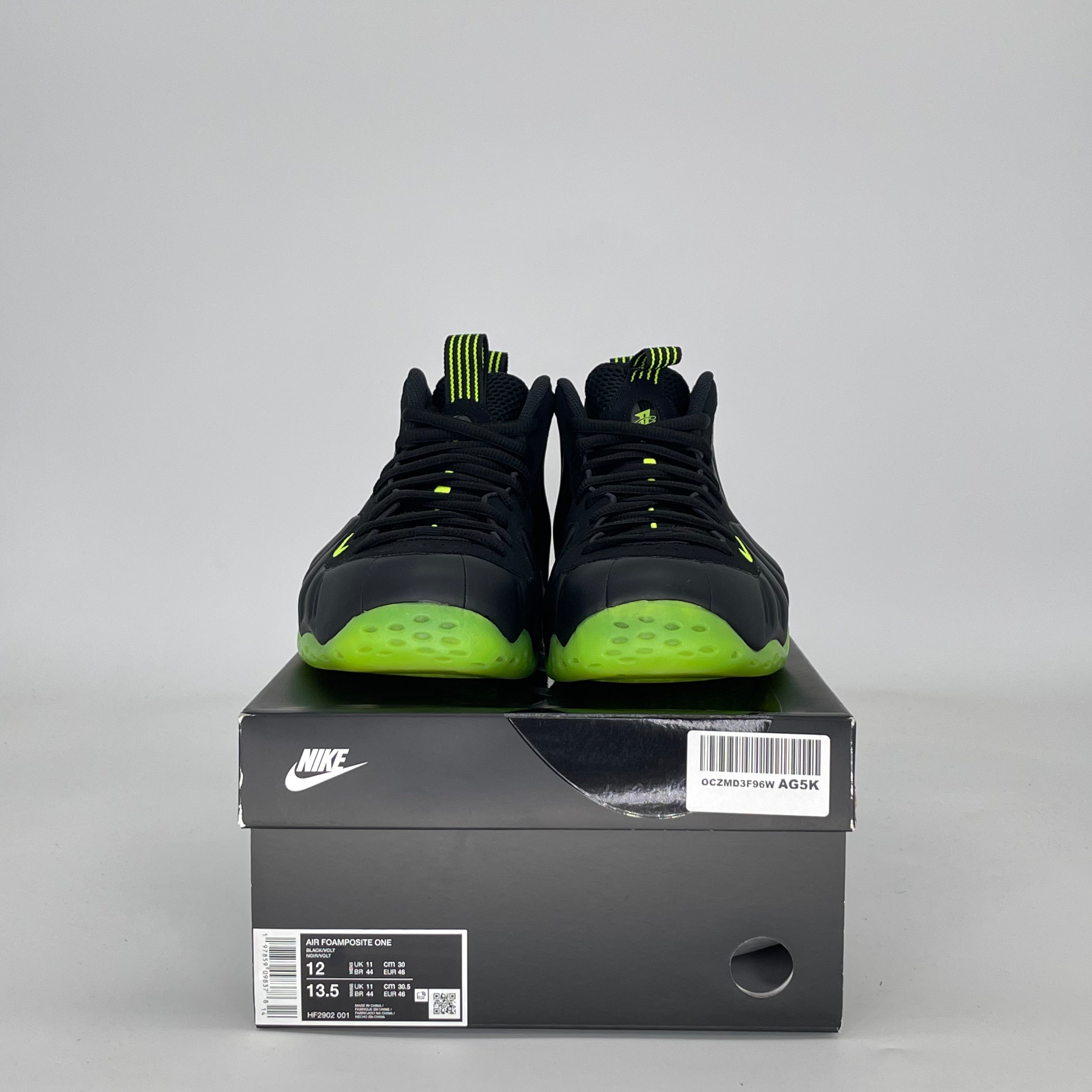 NIKE AIR FOAMPOSITE ONE BLACK VOLT HF2902-001 SIZE 12/13.5W