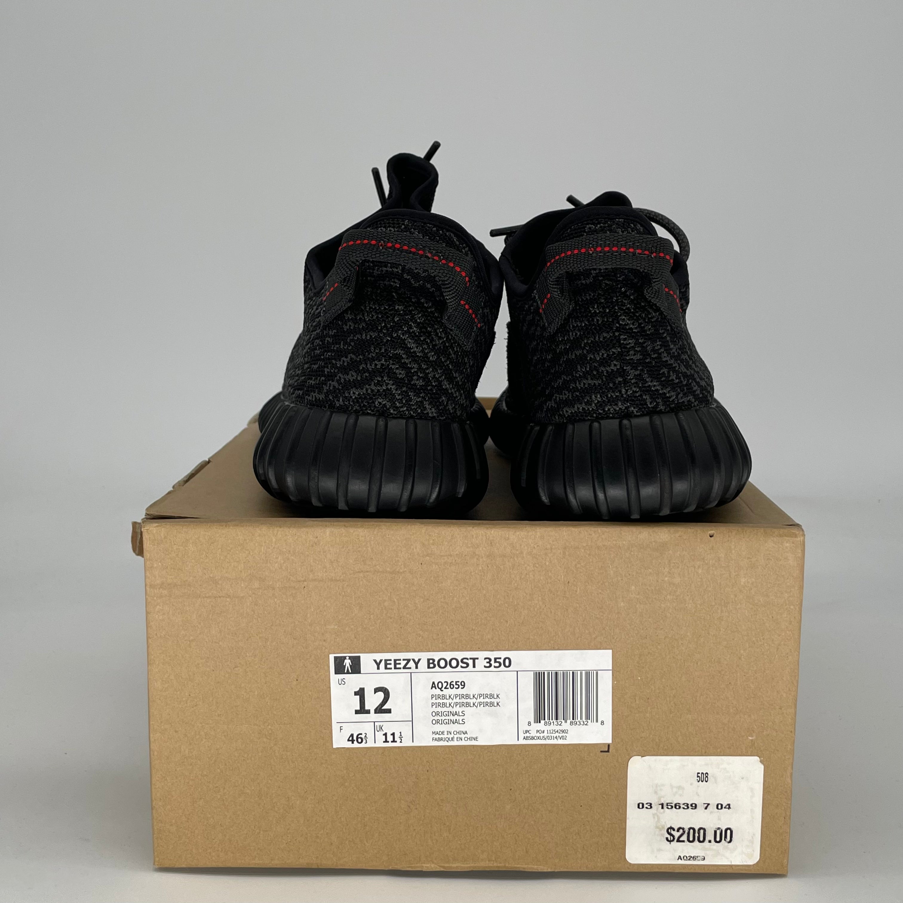 ADIDAS YEEZY 350 PIRATE BLACK (2015) AQ2659 SIZE 12/13.5W