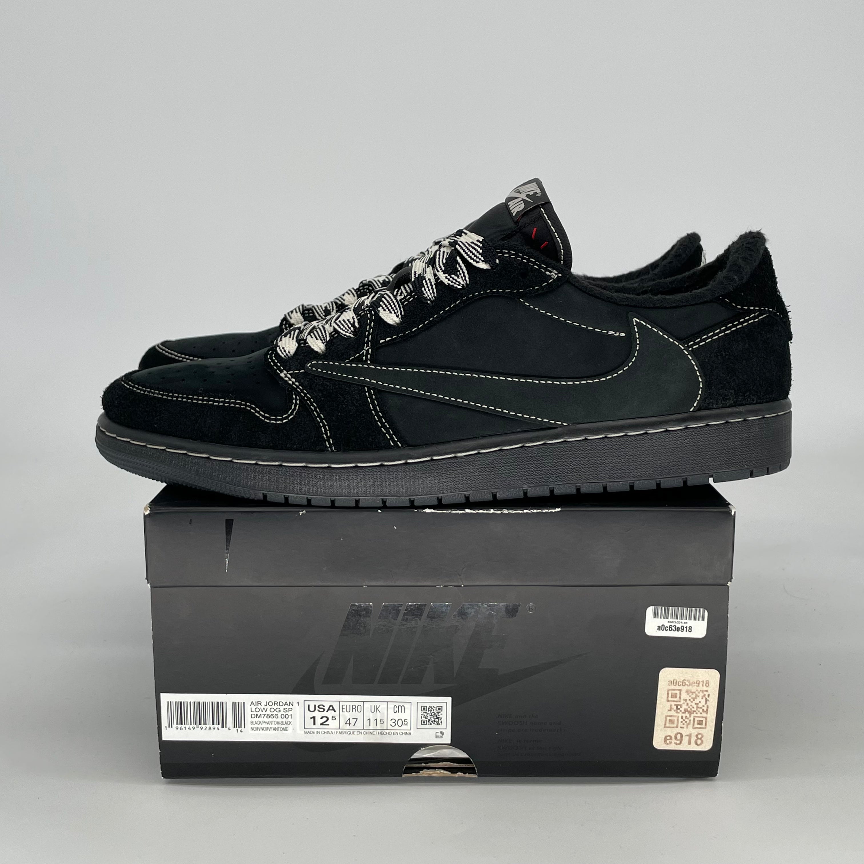 TRAVIS SCOTT X AIR JORDAN 1 LOW BLACK PHANTOM DM7866-001 SIZE 12.5/14W