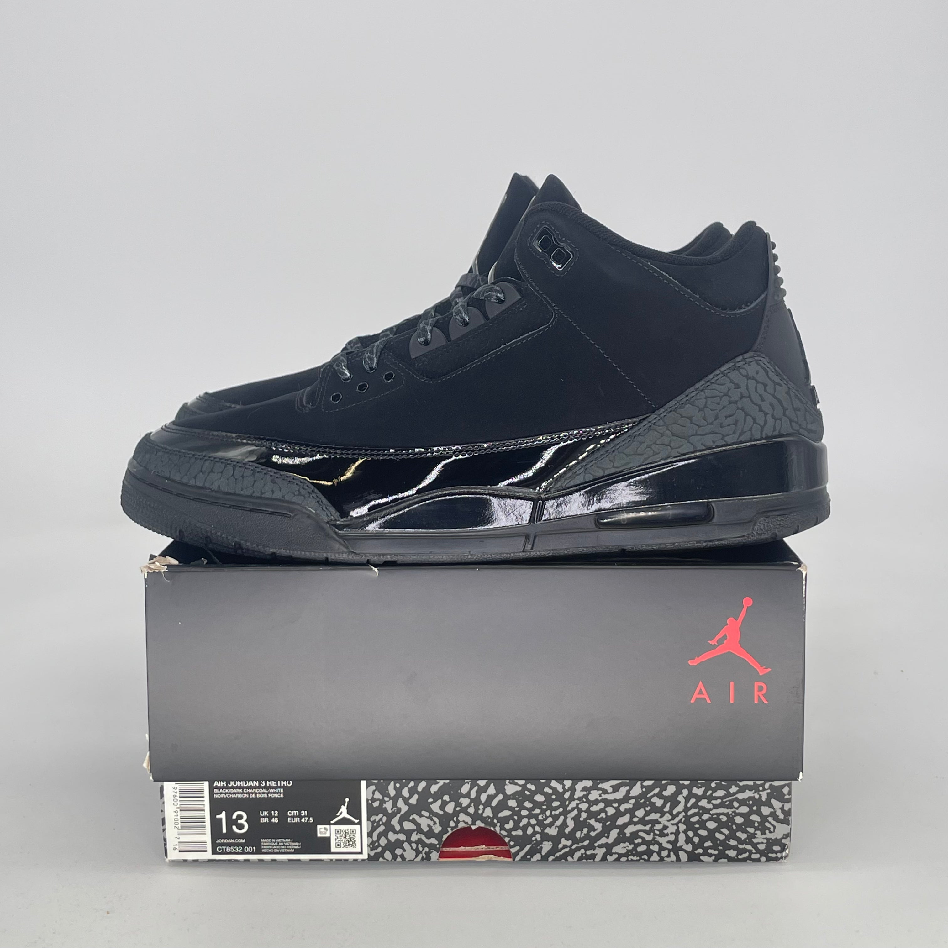 AIR JORDAN 3 BLACK CAT CT8532-001 SIZE 13/14.5W