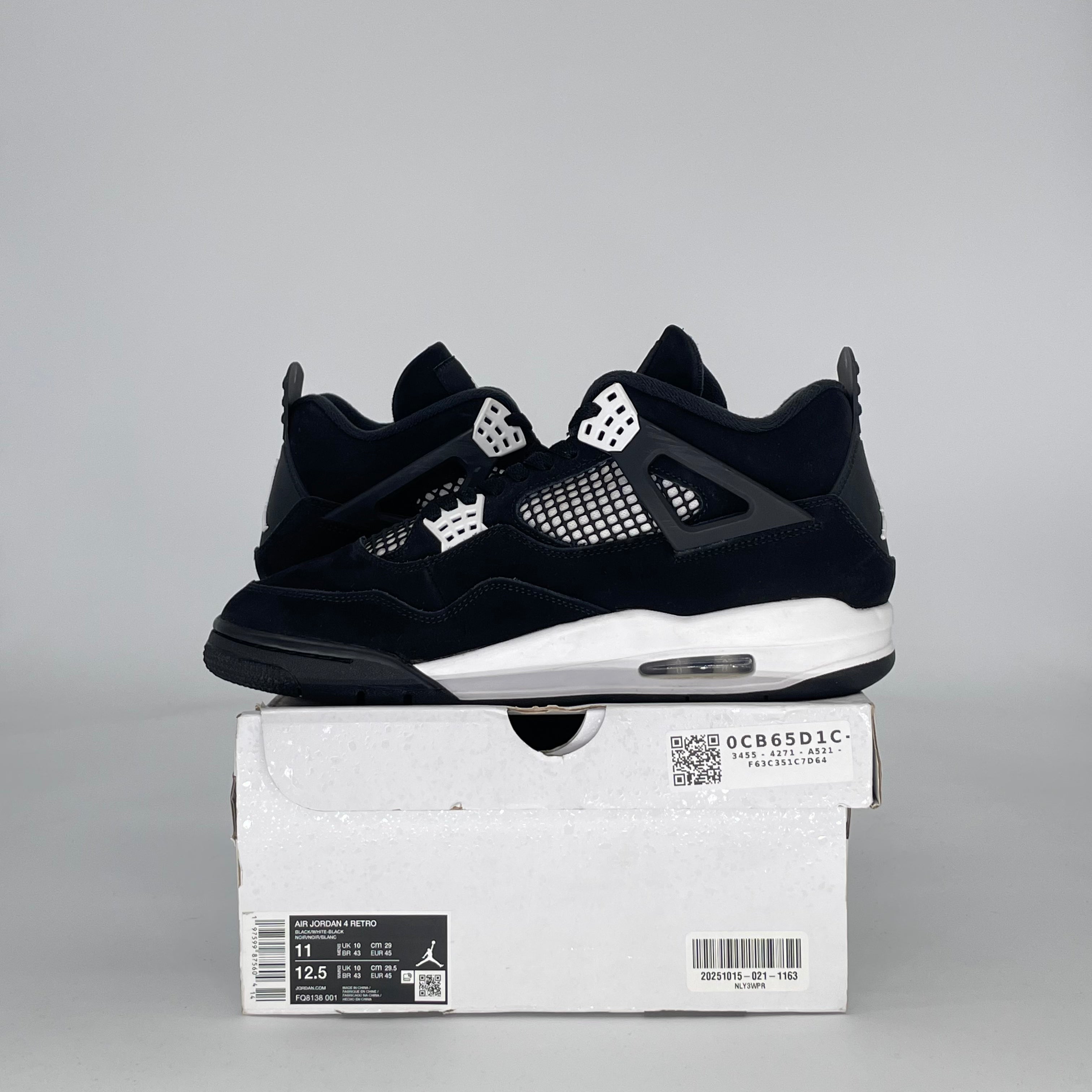 AIR JORDAN 4 WHITE THUNDER FQ8138-001 SIZE 11/12.5W