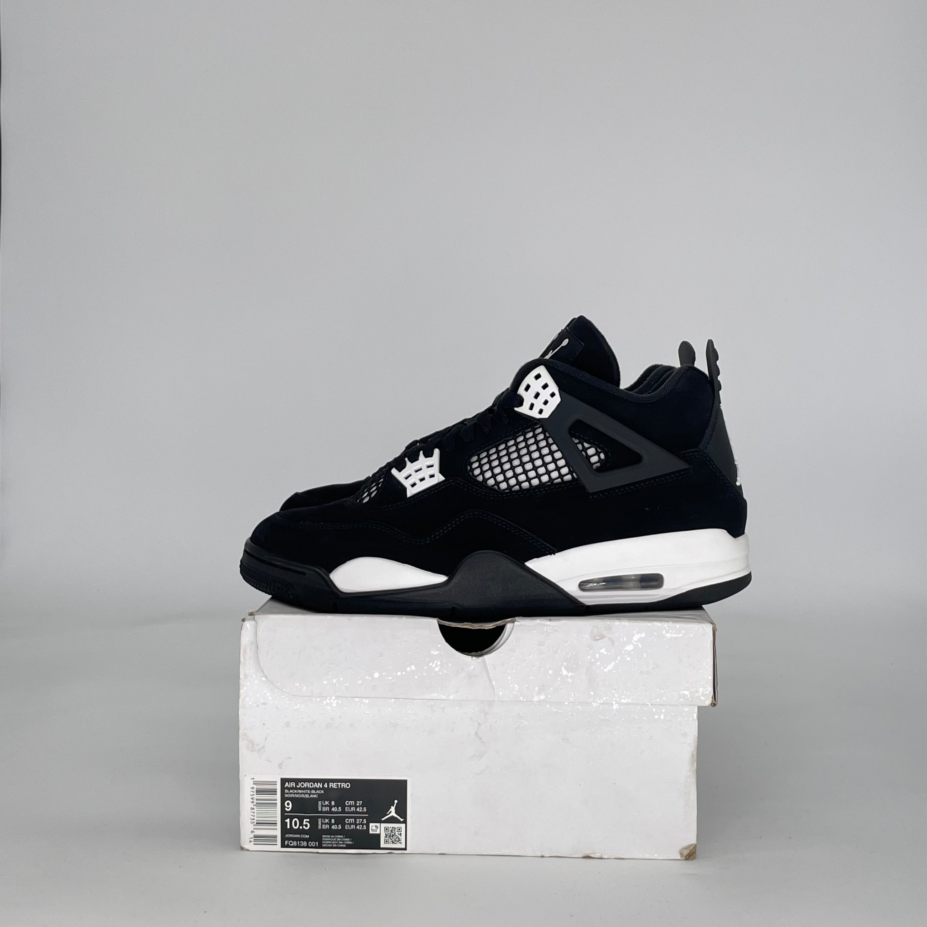 AIR JORDAN 4 WHITE THUNDER FQ8138-001 SIZE 9/10.5W