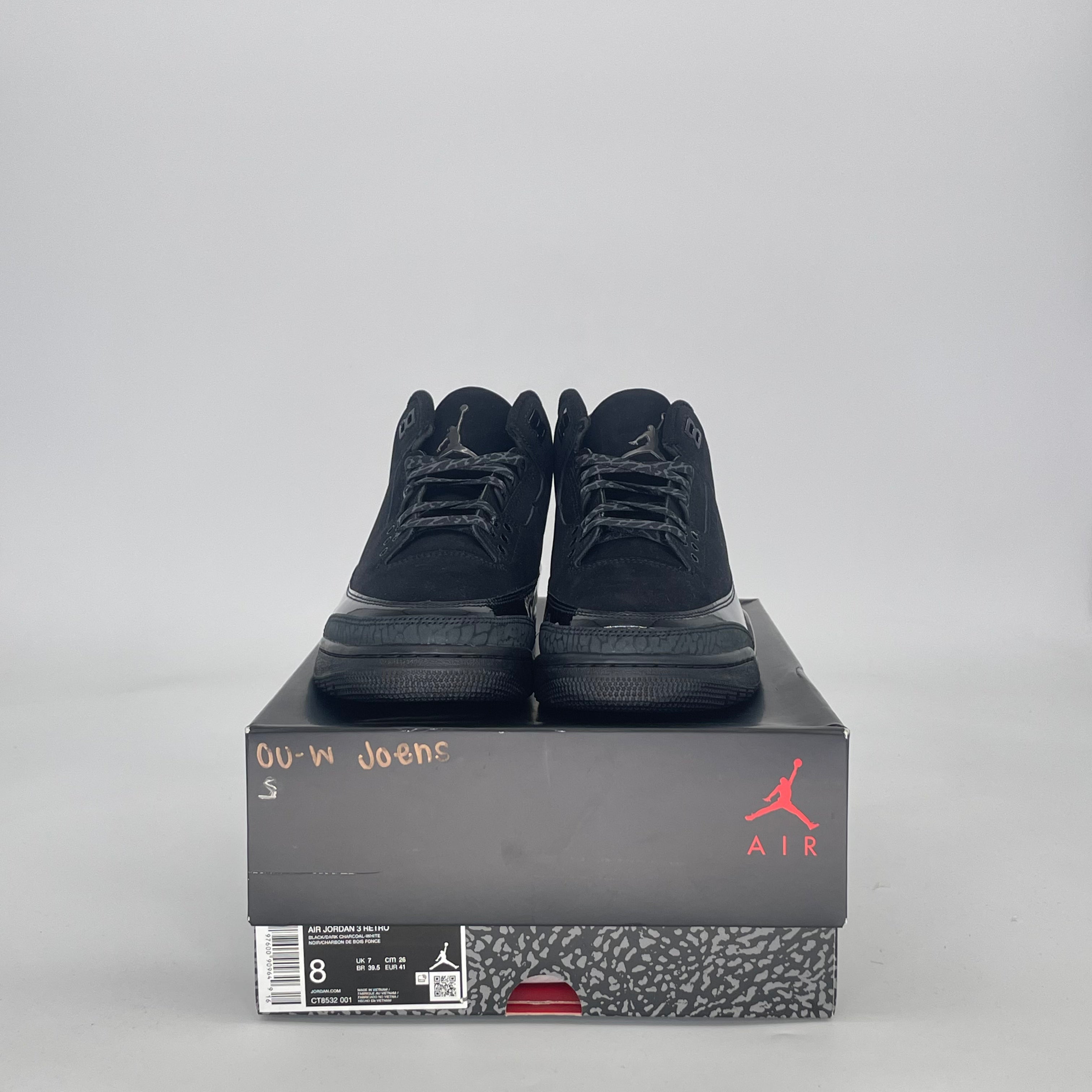 AIR JORDAN 3 BLACK CAT CT8532-001 SIZE 8/9.5W