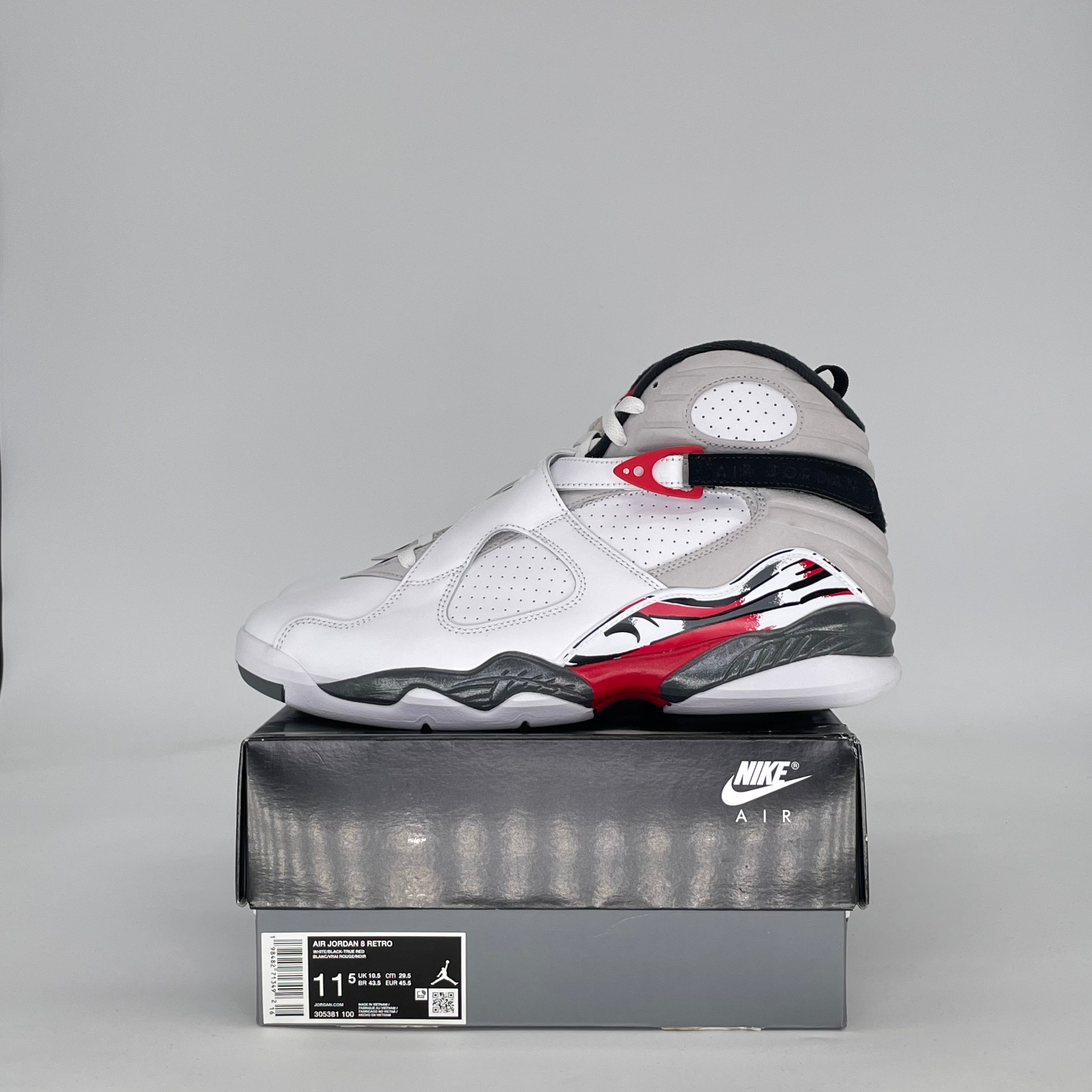 AIR JORDAN 8 WHITE TRUE RED 305381-100 SIZE 11.5/13W
