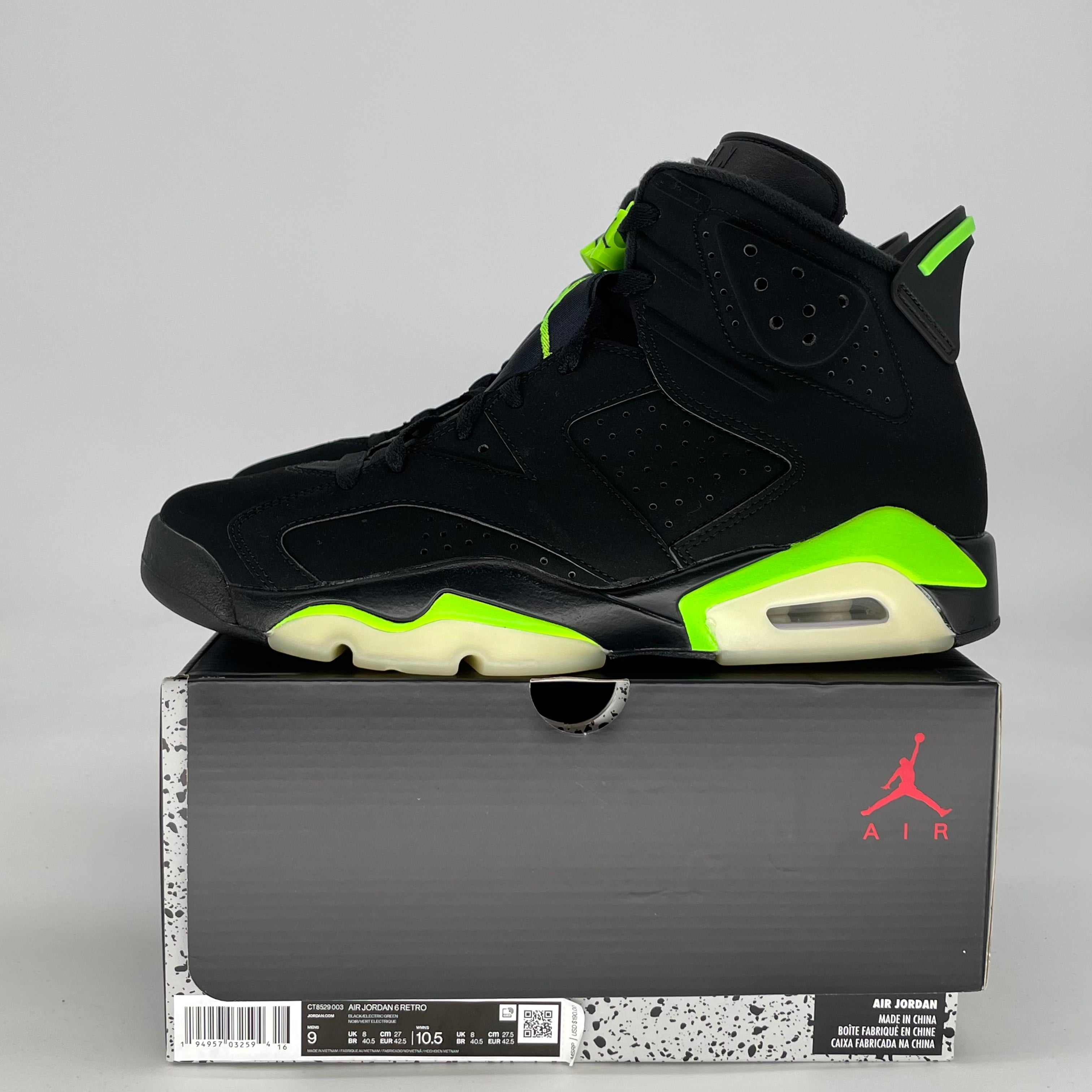 AIR JORDAN 6 ELETRIC GREEN CT8529-003 SIZE 9/10.5W