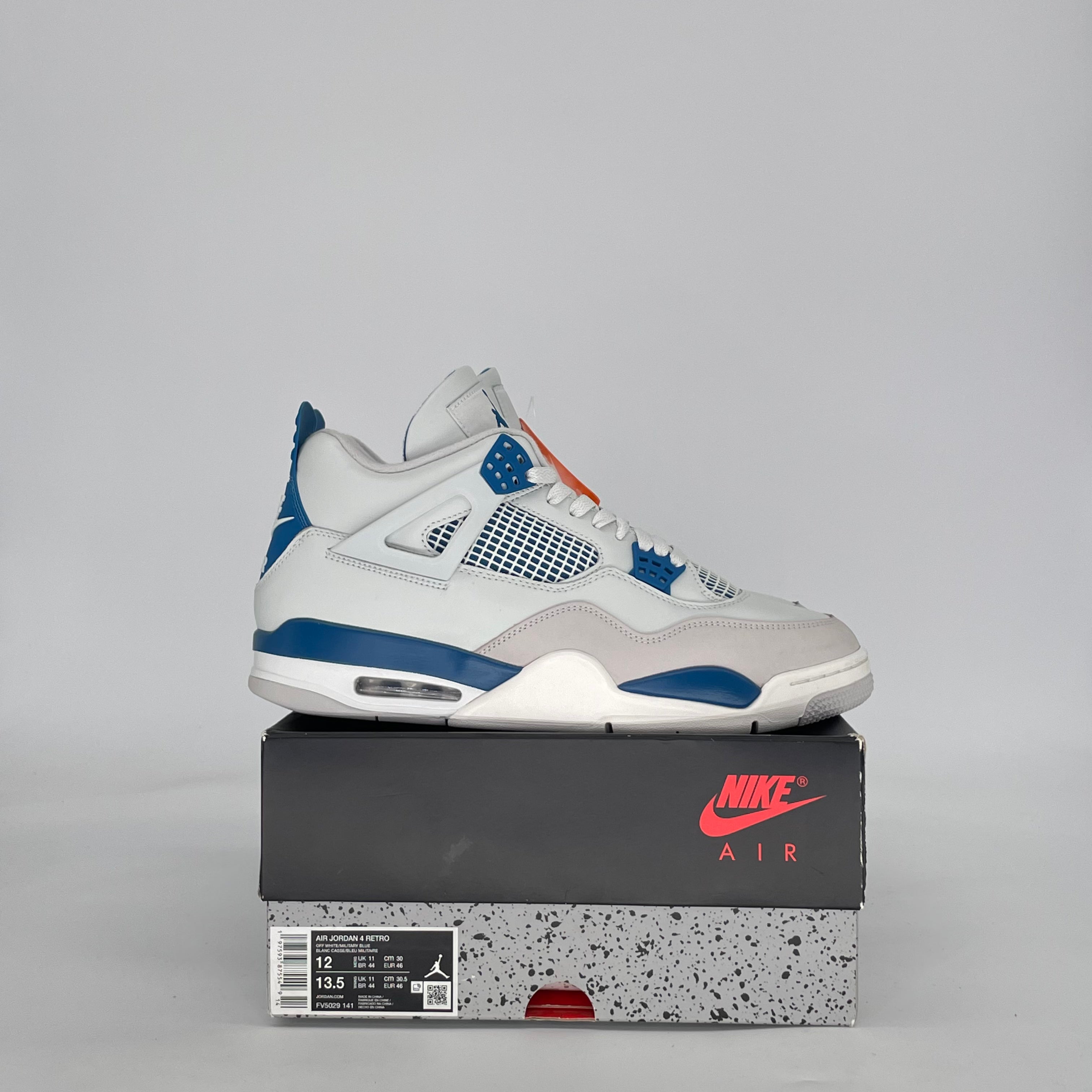 AIR JORDAN 4 MILITARY BLUE FV5029-141 SIZE 12/13.5W