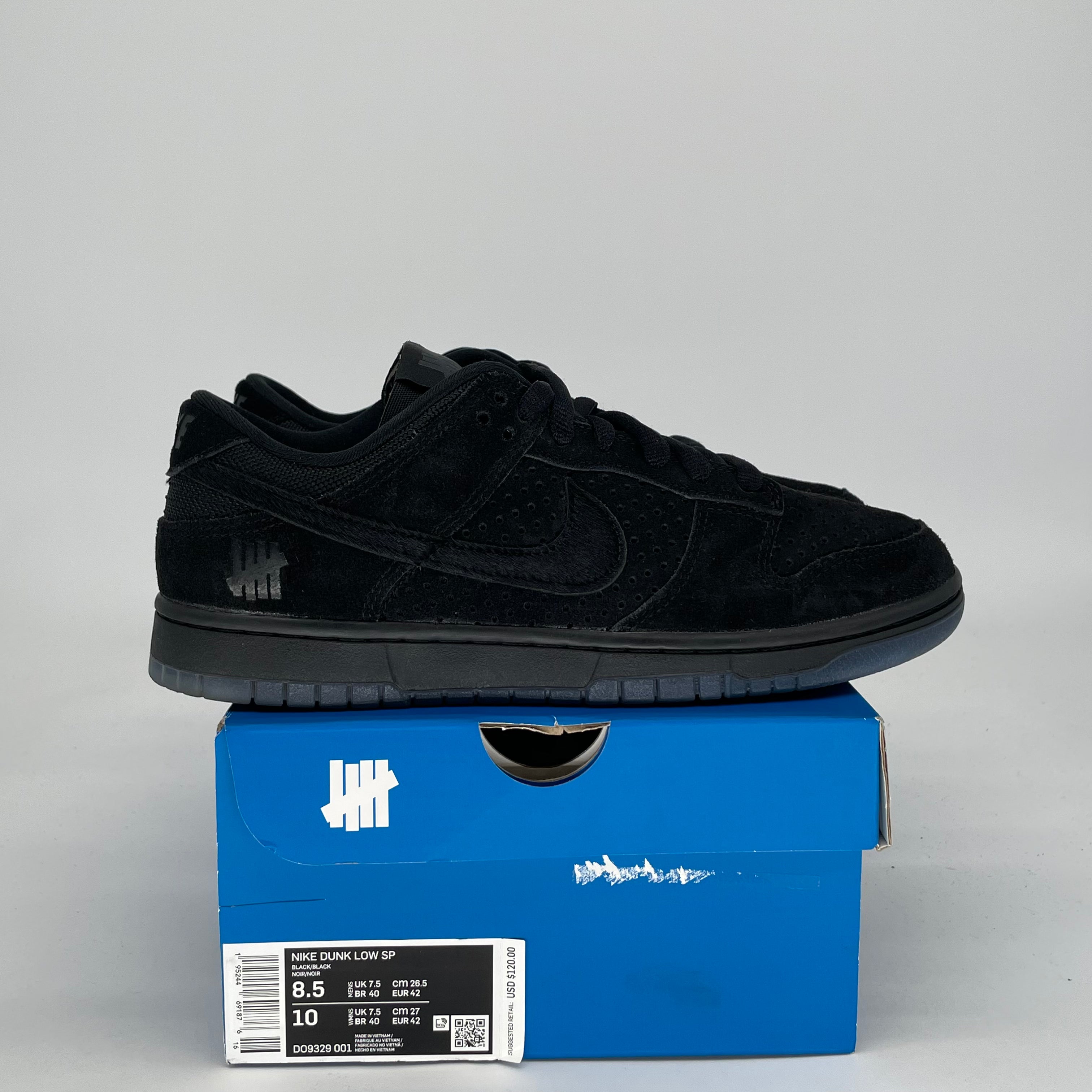 NIKE DUNK LOW UNDEFEATED 5 ON IT BLACK DO9329-001 SIZE 8.5/10W