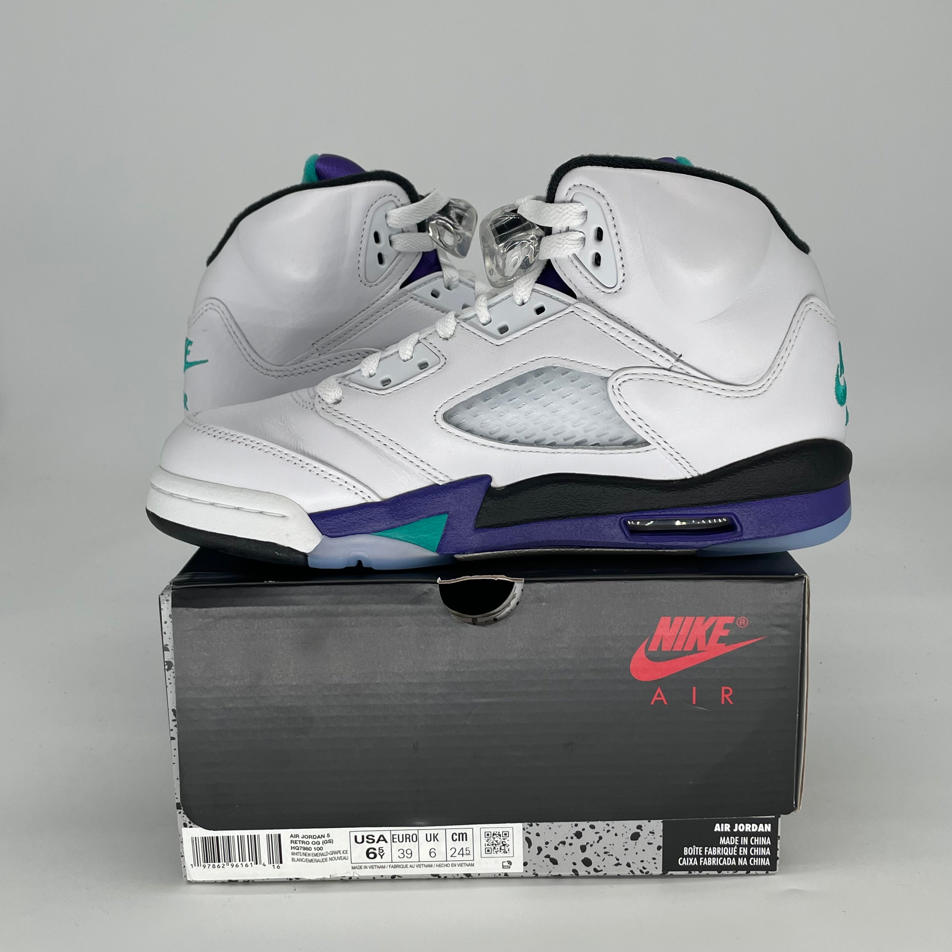 AIR JORDAN 5 GRAPE HQ7980-100 SIZE 6.5/8W