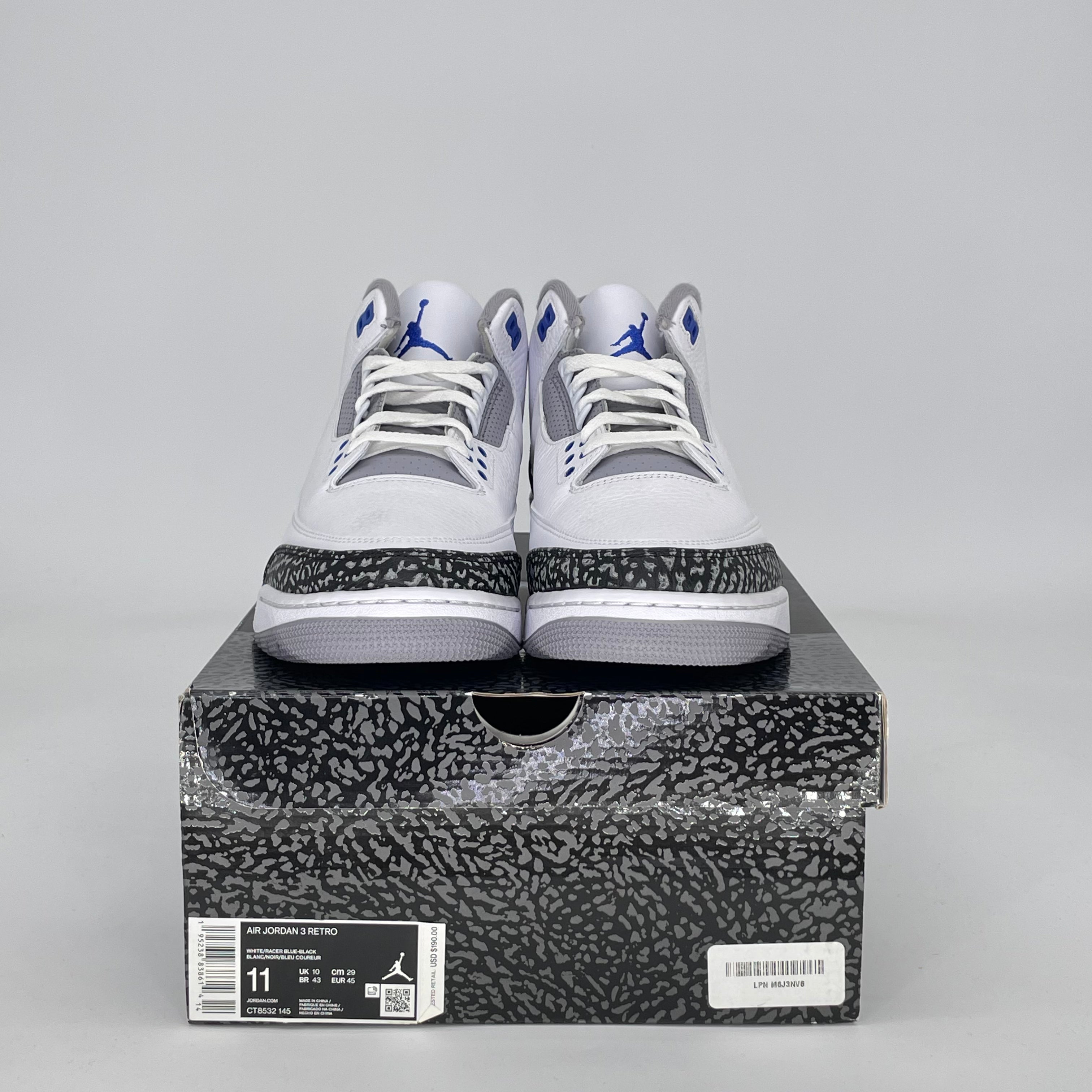 AIR JORDAN 3 RACER BLUE CT8532-145 SIZE 11/12.5W