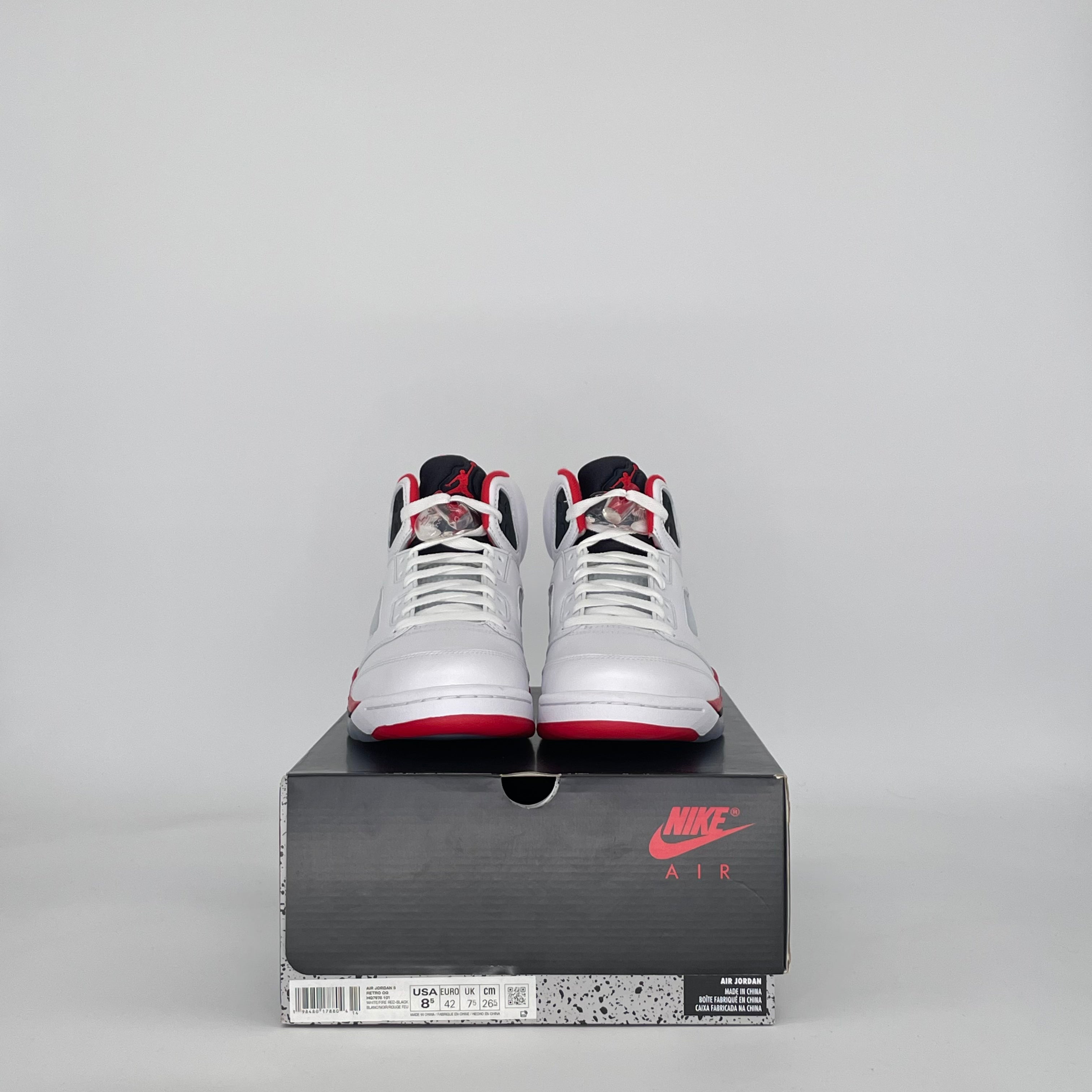 AIR JORDAN 5 FIRE RED BLACK TONGUE HQ7978-101 SIZE 8.5/10W