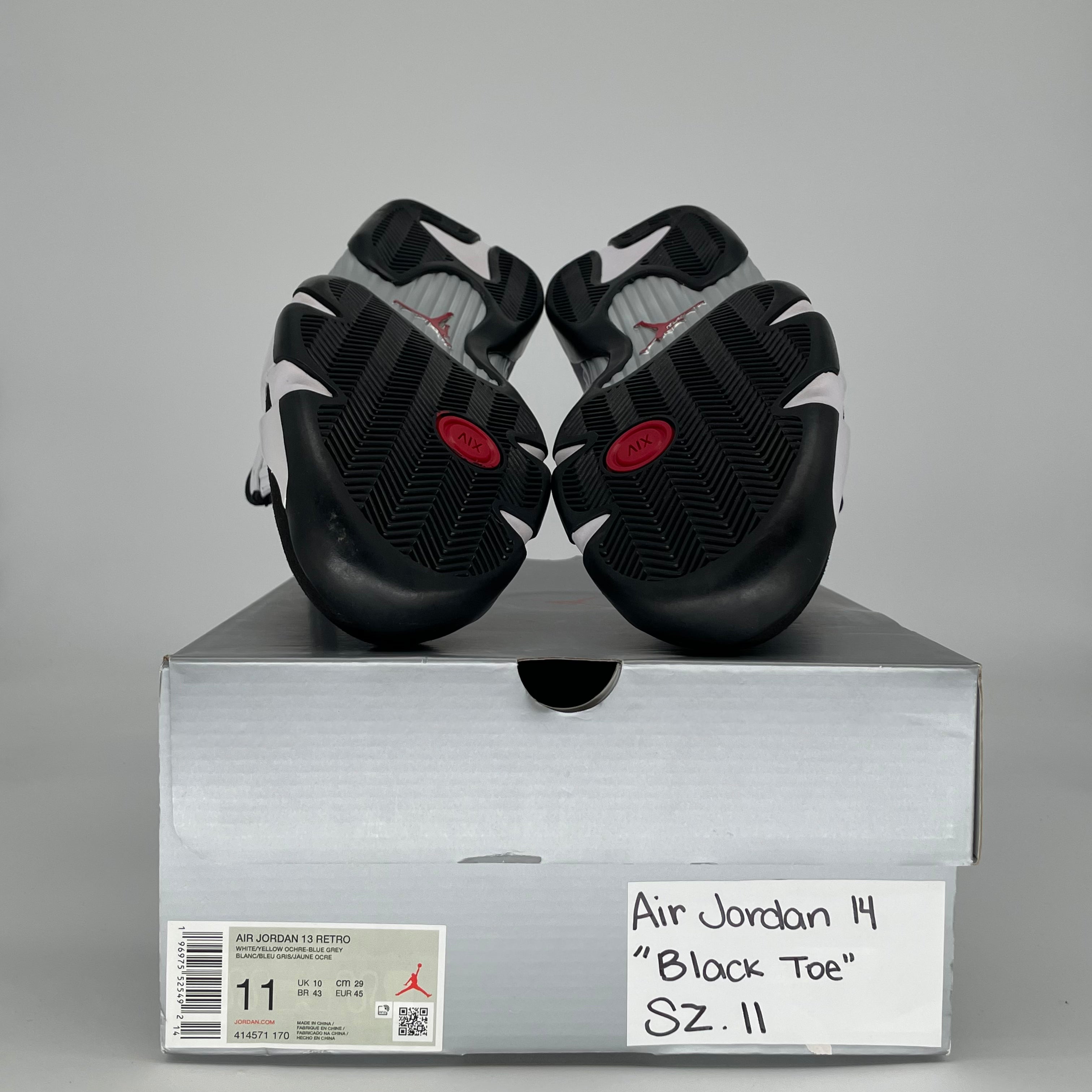 AIR JORDAN 14 BLACK TOE 487471-160 SIZE 11/12.5W