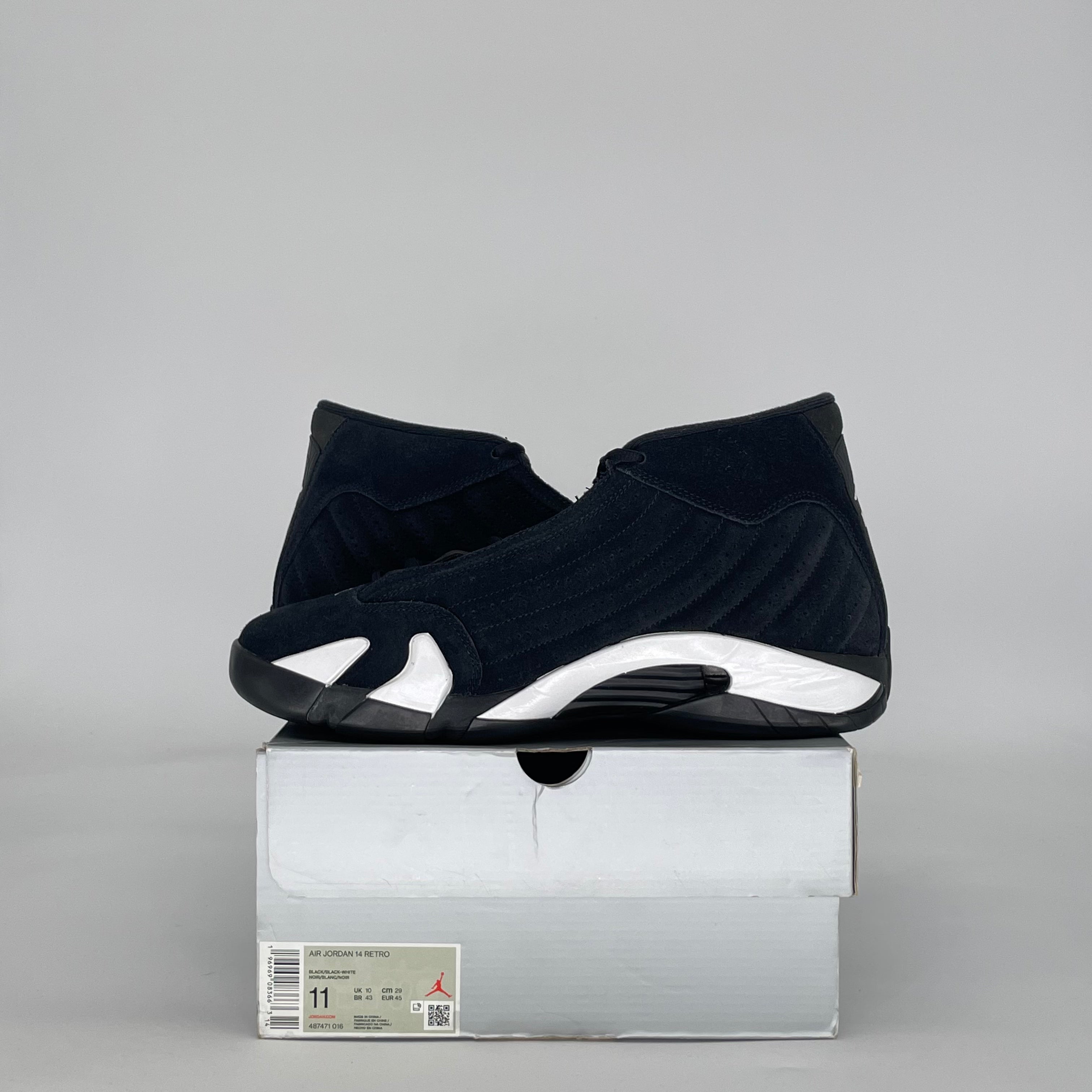 AIR JORDAN 14 BLACK WHITE 487471-016 SIZE 11/12.5W