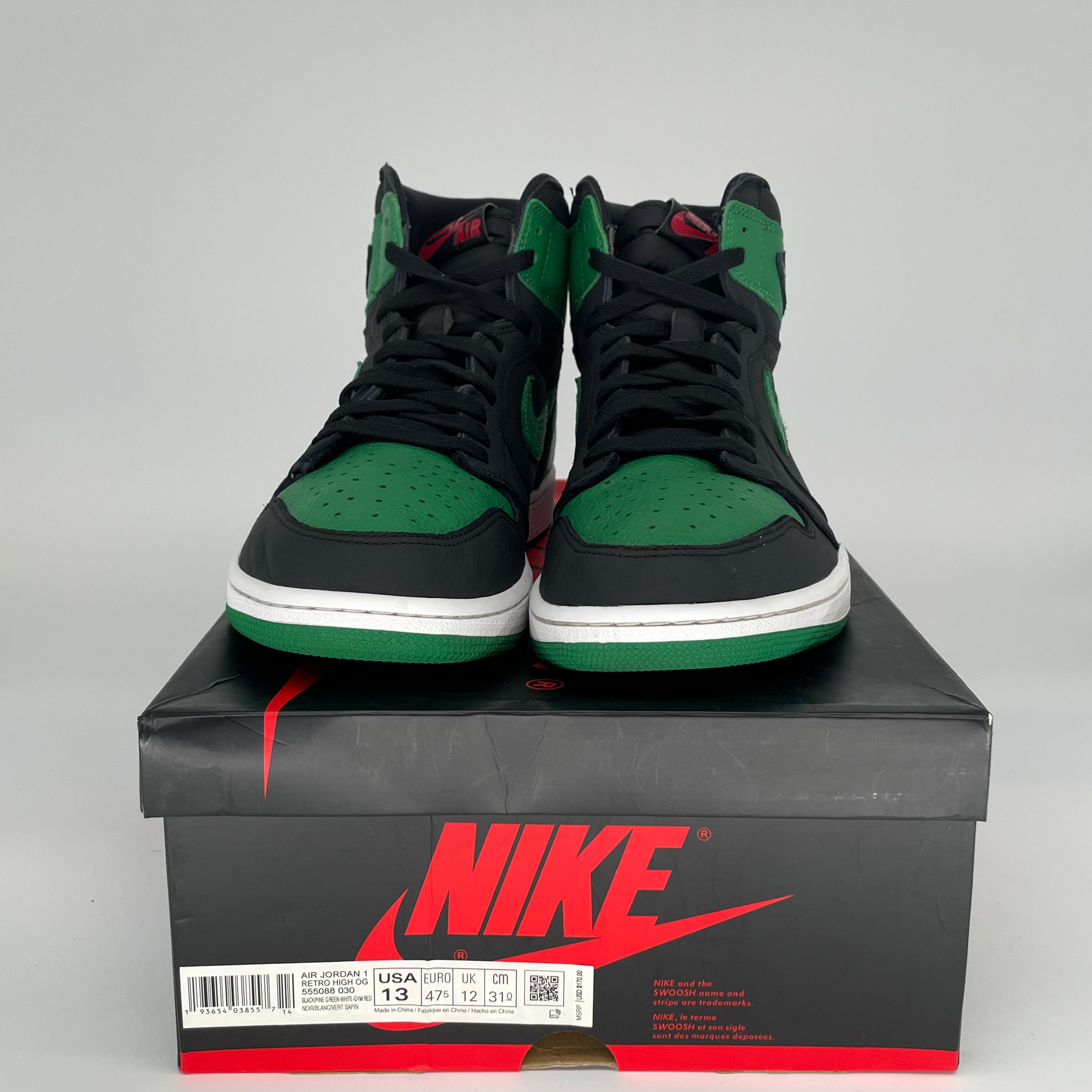 AIR JORDAN 1 PINE GREEN BLACK 555088-030 SIZE 13/14.5W