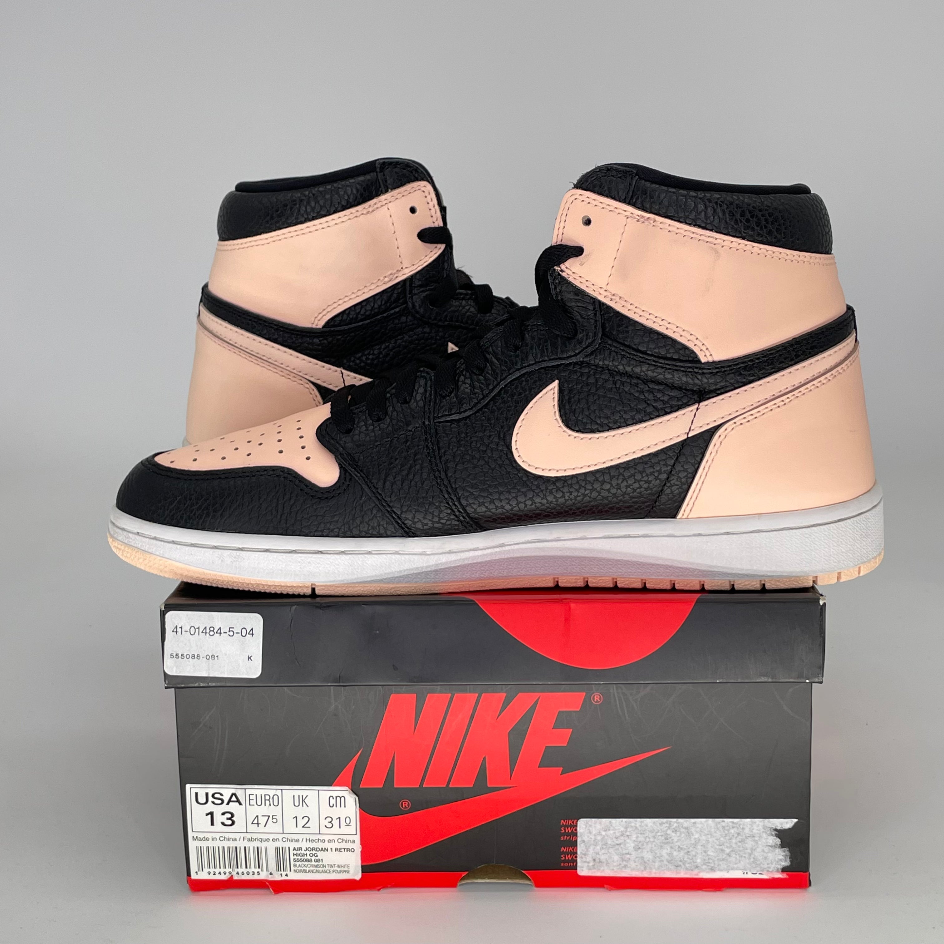 AIR JORDAN 1 BLACK CRIMSON TINT 555088-081 SIZE 13/14.5W