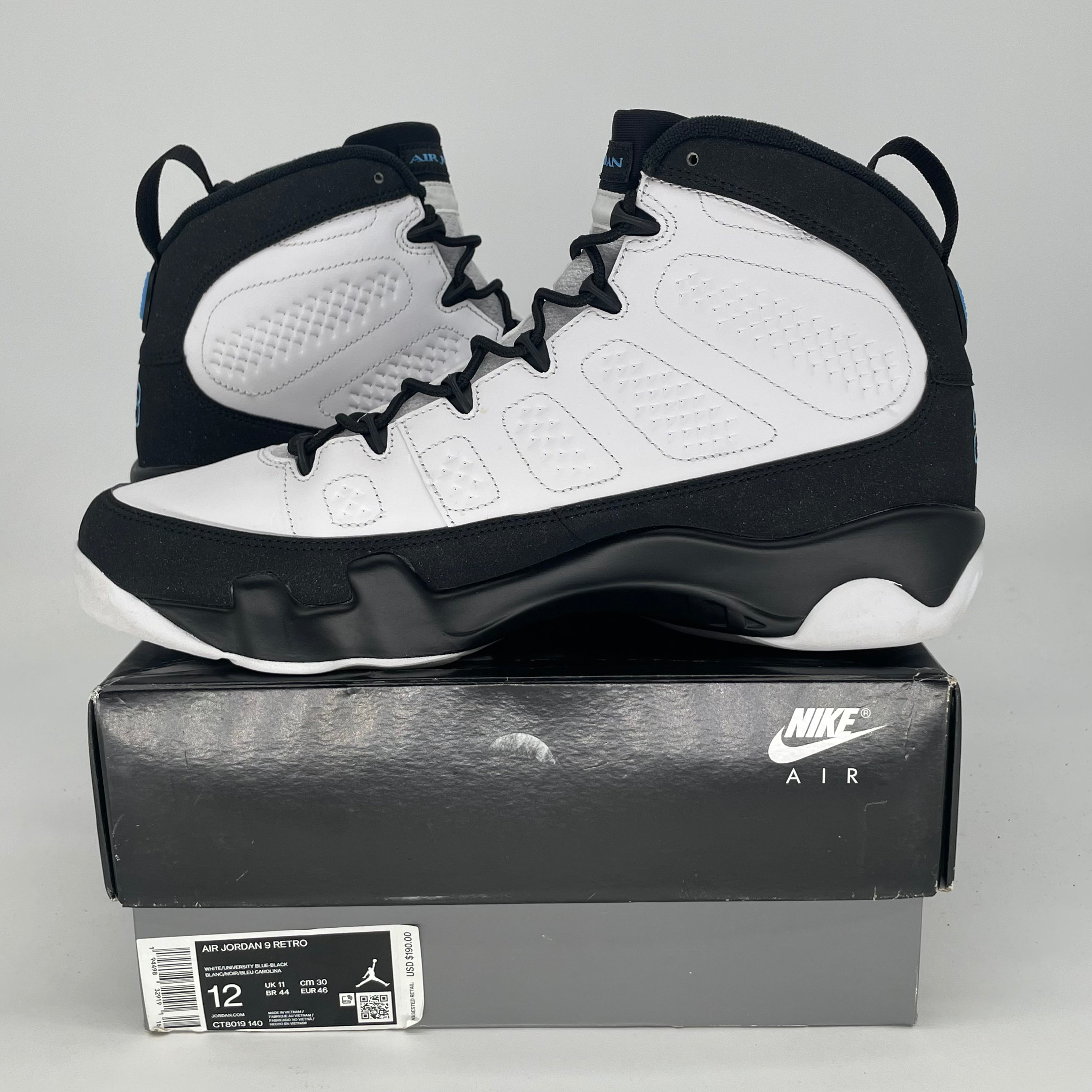 AIR JORDAN 9 UNIVERSITY BLUE CT8019-140 SIZE 12/13.5W