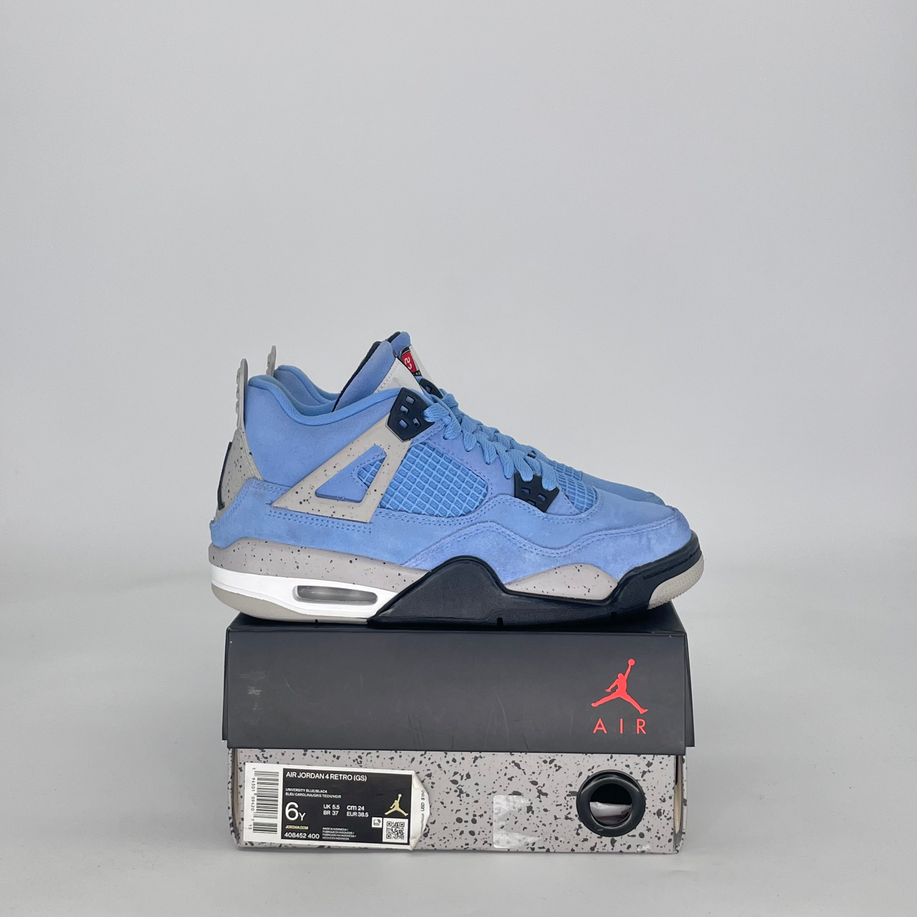 AIR JORDAN 4 UNIVERSITY BLUE 408452-400 SIZE 6/7.5W GS